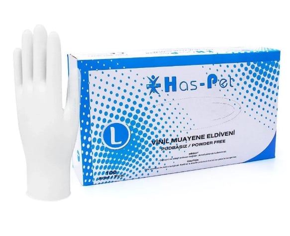 Haspet Vinil Pudrasız Şeffaf Eldiven – 100'lü