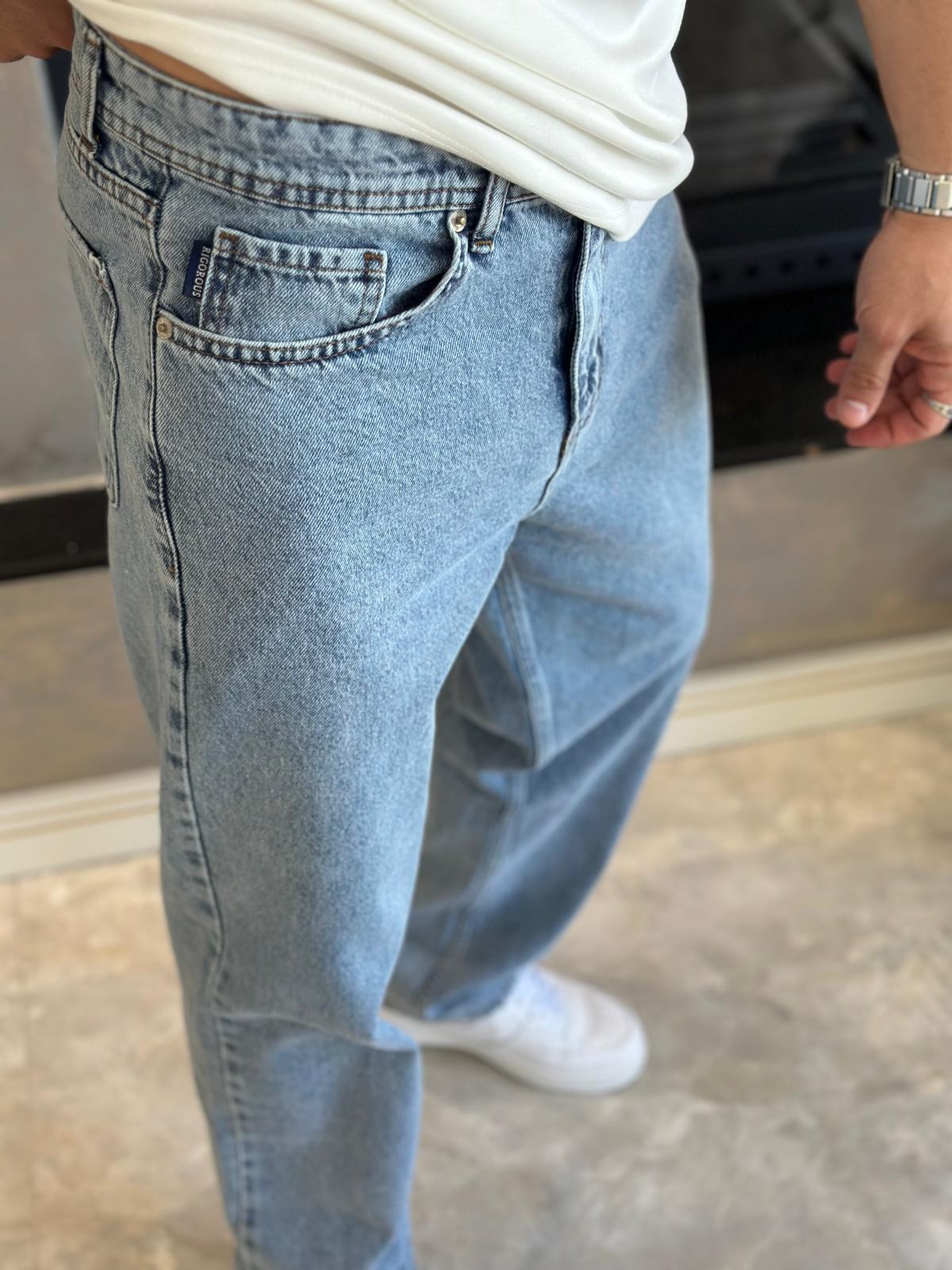 Erkek Baggy Kalıp Jean Pantolon Açık Mavi Eca039