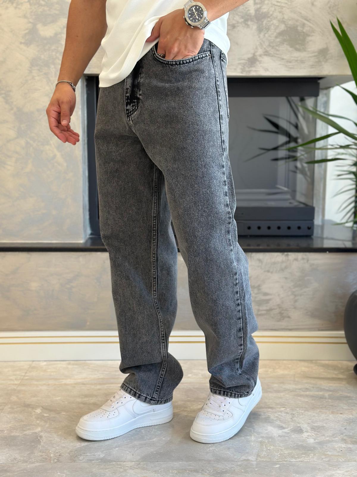 Erkek Baggy Kalıp Jean Pantolon Gri Eca039