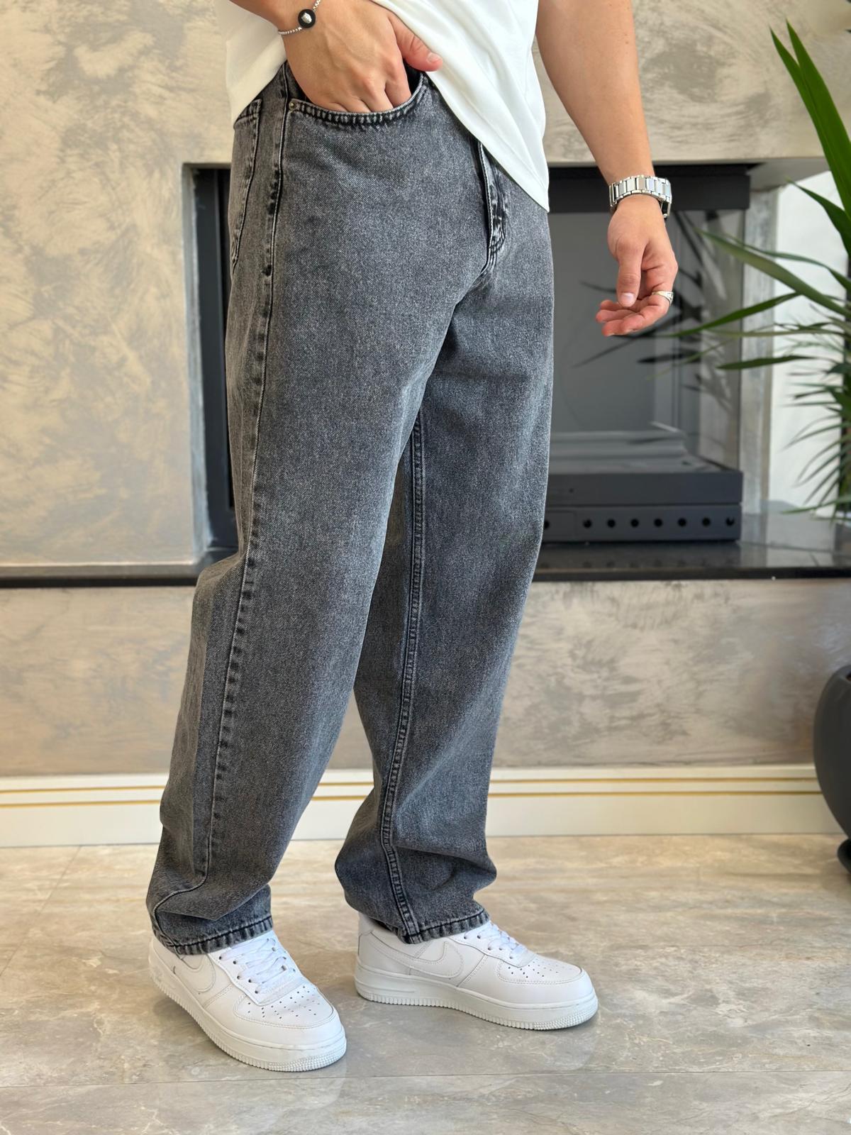 Erkek Baggy Kalıp Jean Pantolon Gri Eca039