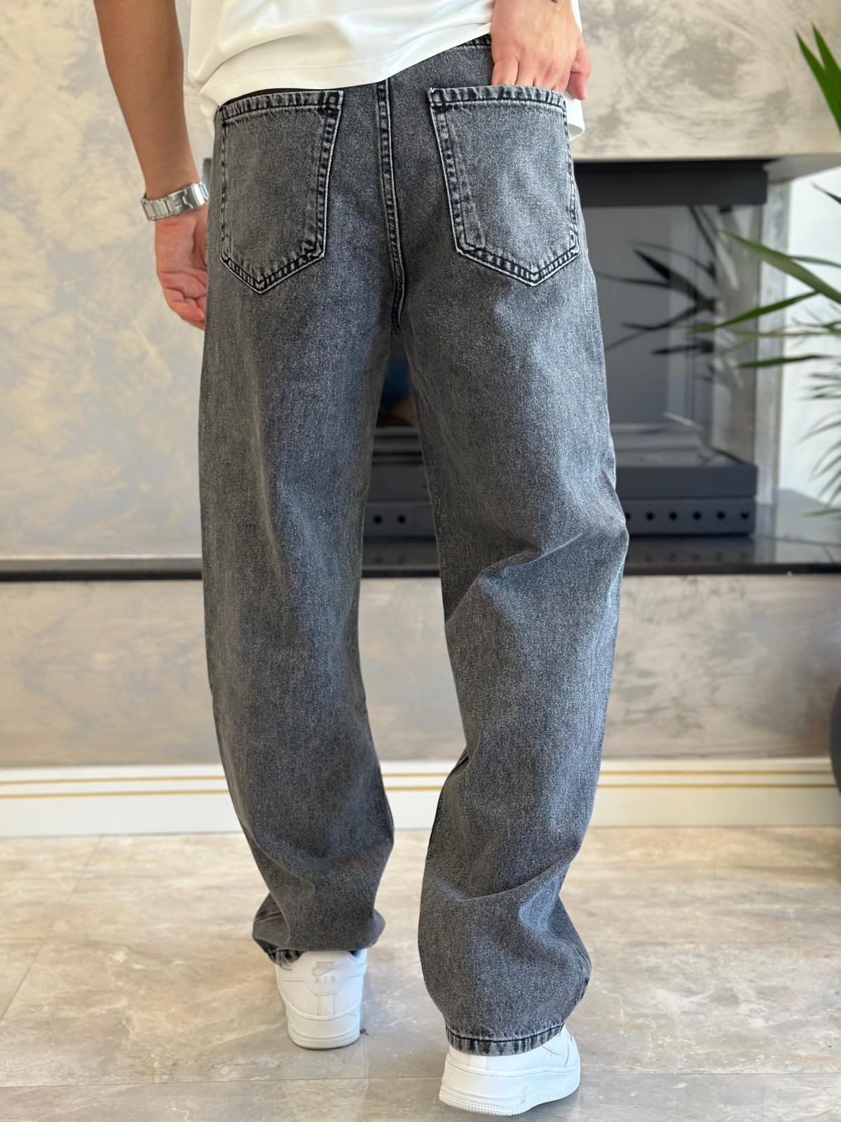 Erkek Baggy Kalıp Jean Pantolon Gri Eca039