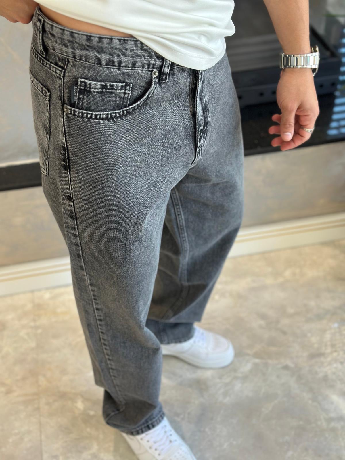 Erkek Baggy Kalıp Jean Pantolon Gri Eca039