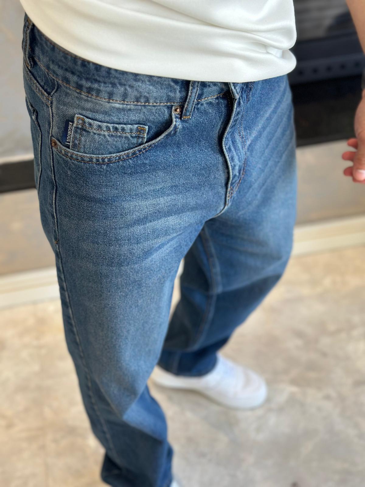 Erkek Baggy Kalıp Jean Pantolon Mavi Eca039