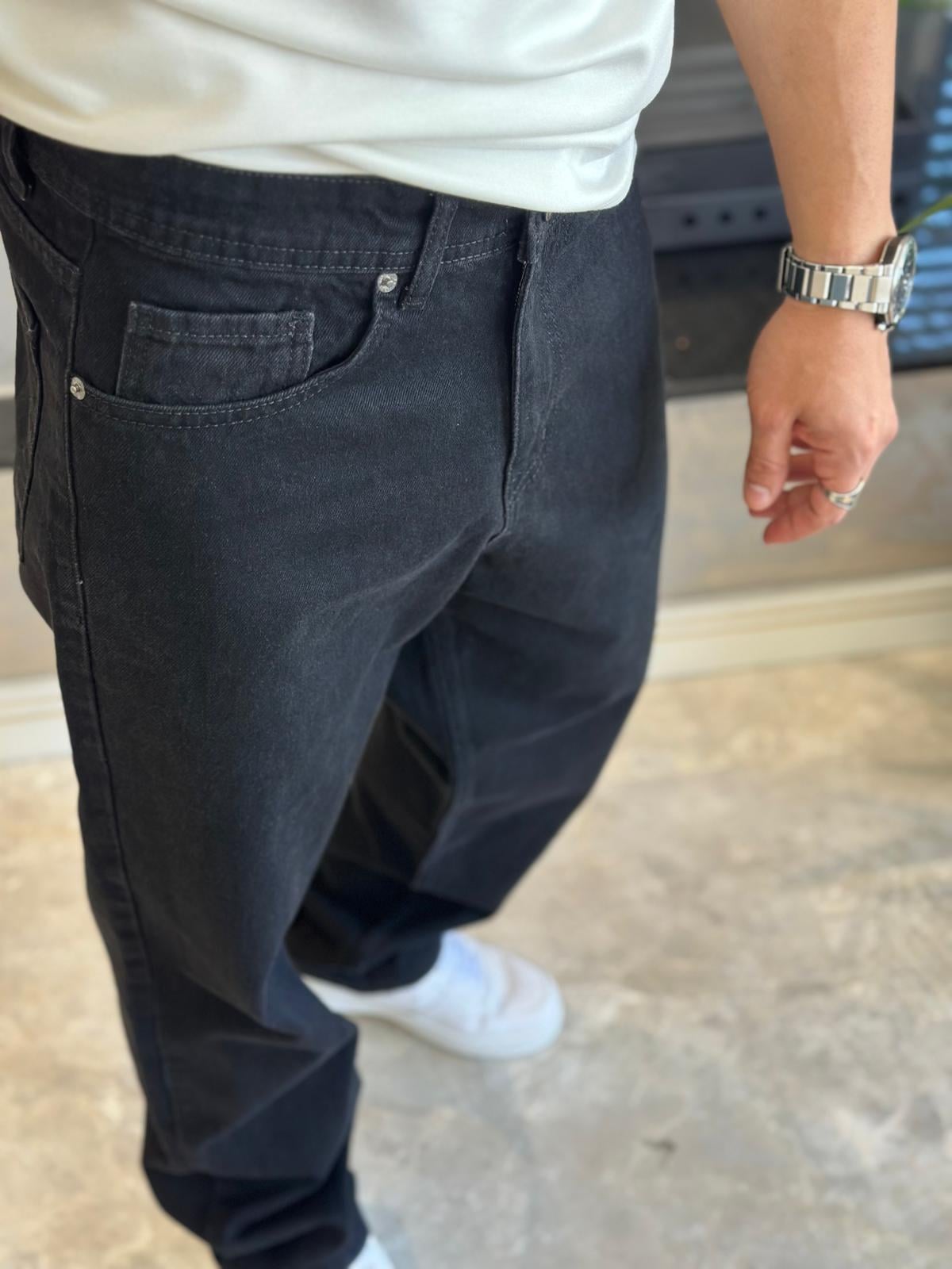 Erkek Baggy Kalıp Jean Pantolon Siyah Eca039
