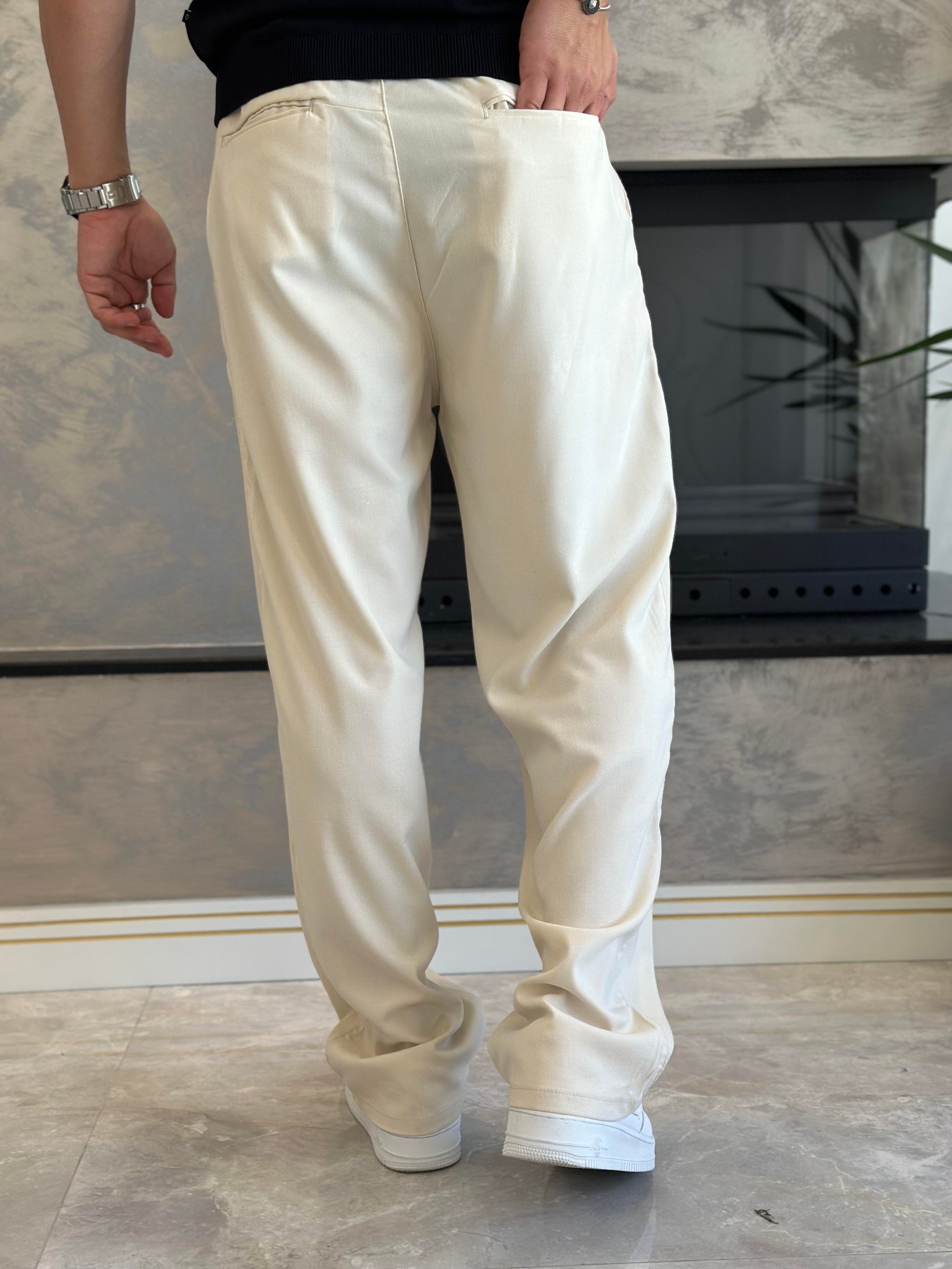 Erkek Baggy Kalıp Kumaş Pantolon Bej Eca002