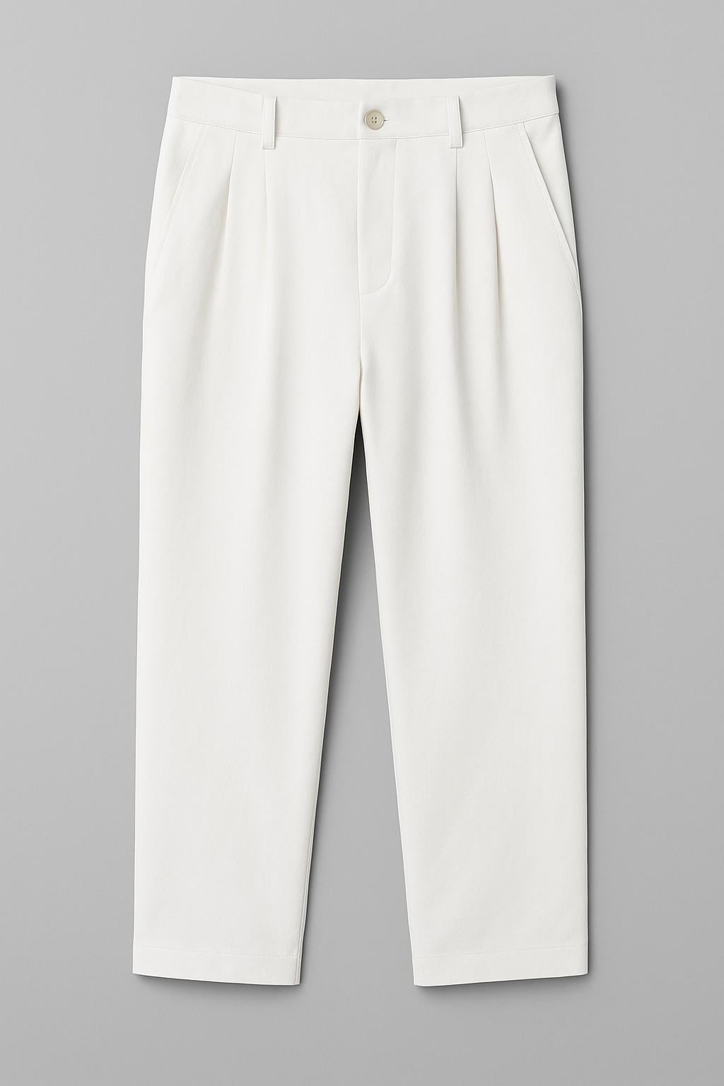 Erkek Baggy Kalıp Kumaş Pantolon Beyaz Eca002