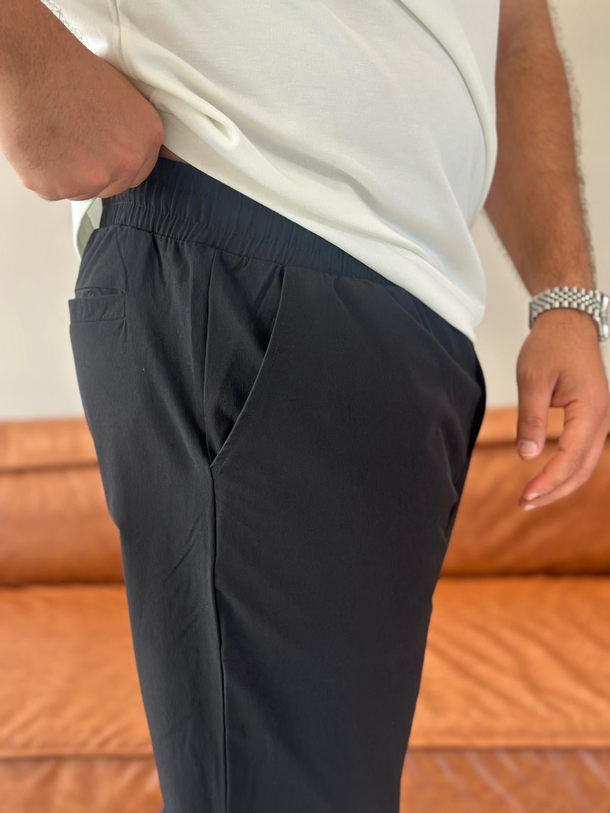 Erkek Beli Bağcıklı Jooger Pantolon Siyah Eca003