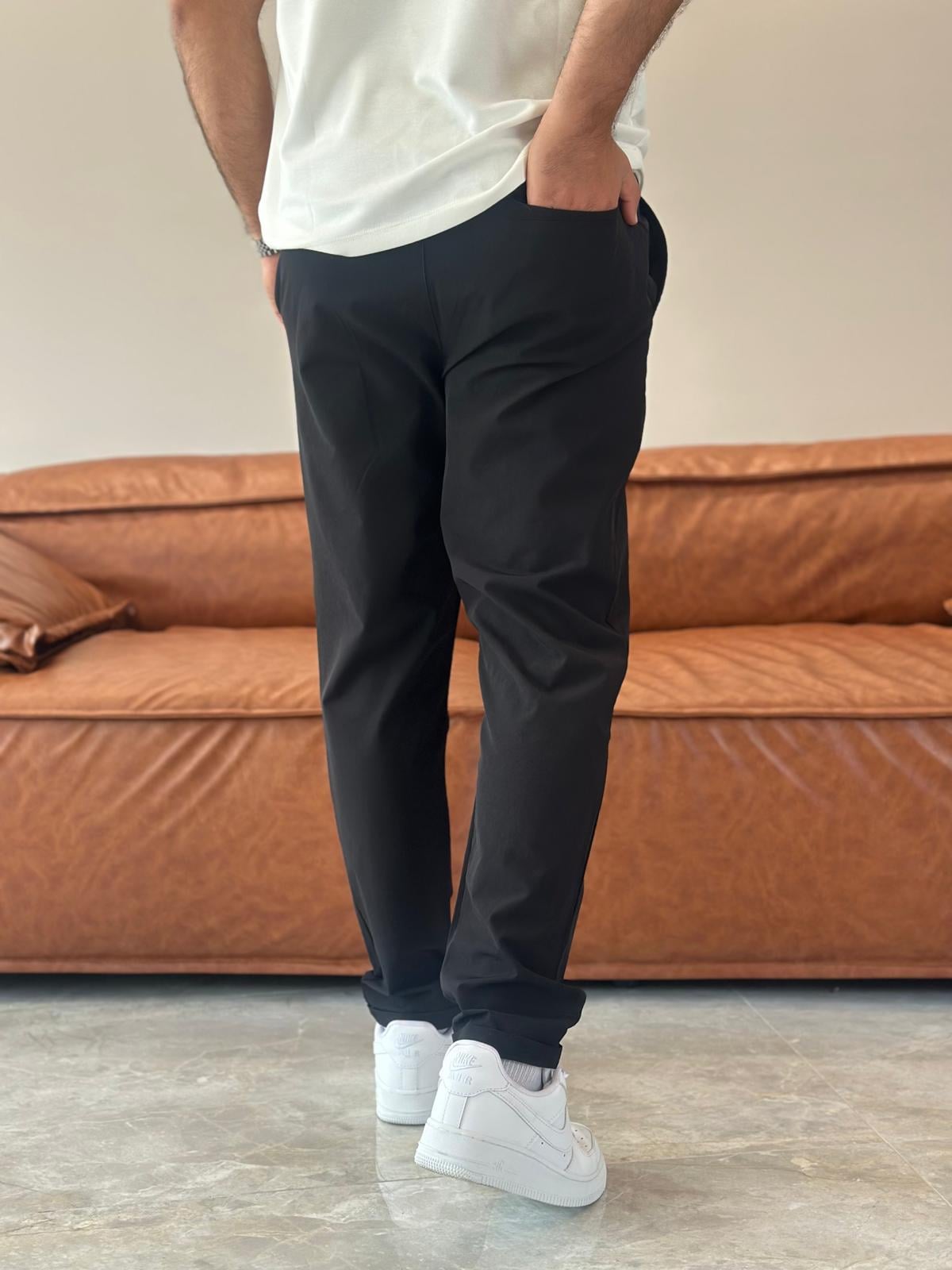 Erkek Beli Bağcıklı Jooger Pantolon Siyah Eca003