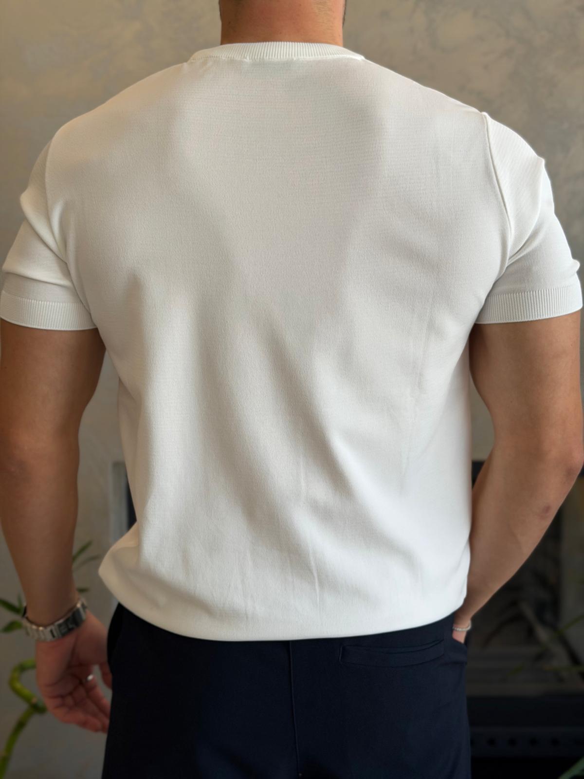 Erkek Bisiklet YakaTriko Tshirt Beyaz Eca070