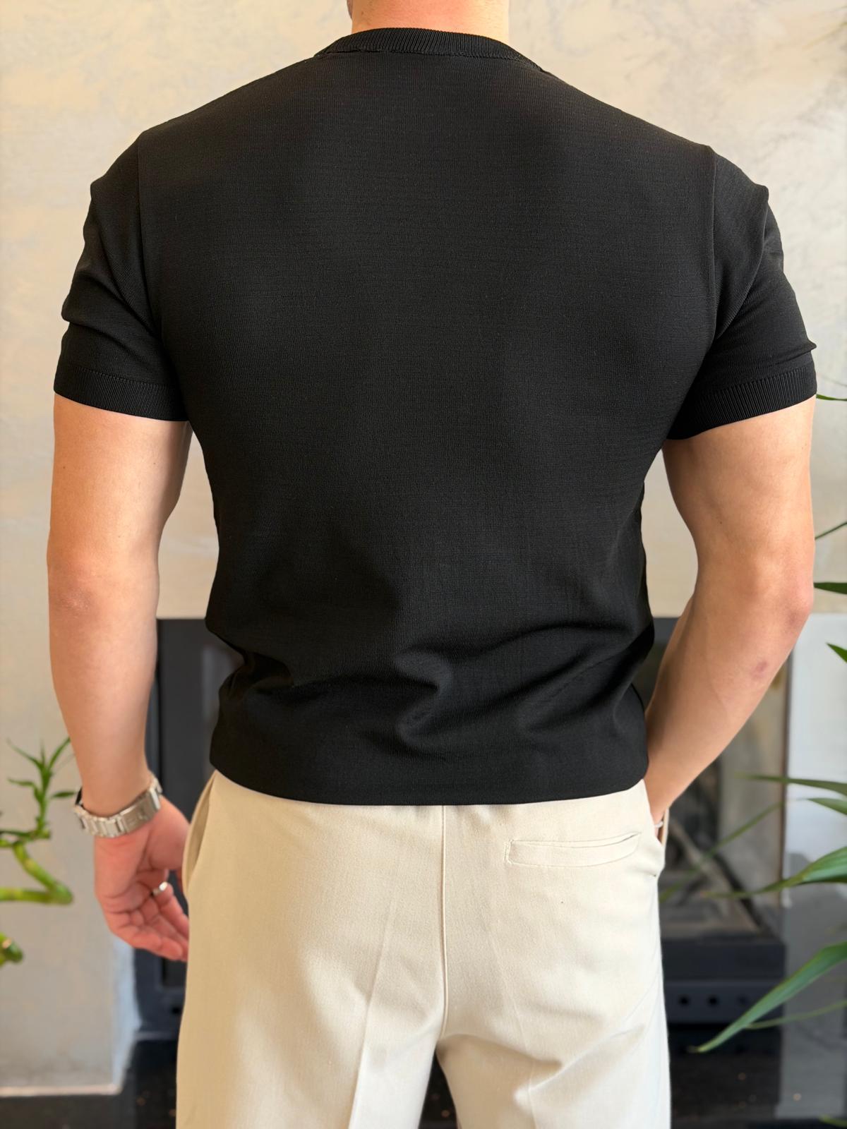 Erkek Bisiklet YakaTriko Tshirt Siyah Eca070