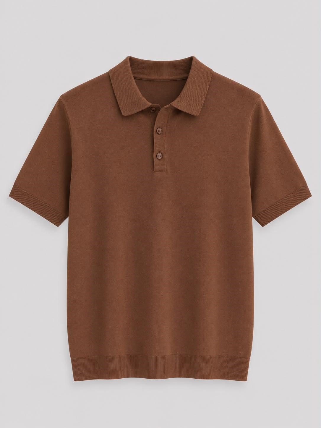 Erkek Düğme Kapama  İnce Triko Tshirt Acı Kahve  Eca083