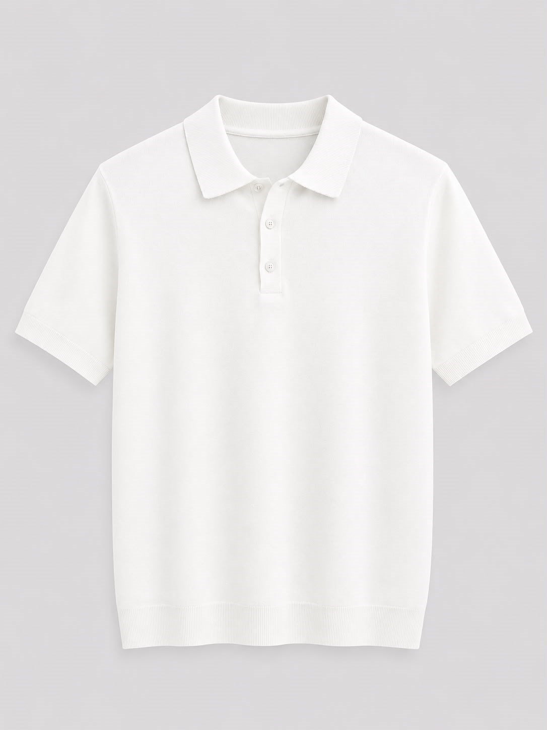 Erkek Düğme Kapama  İnce Triko Tshirt Beyaz  Eca083