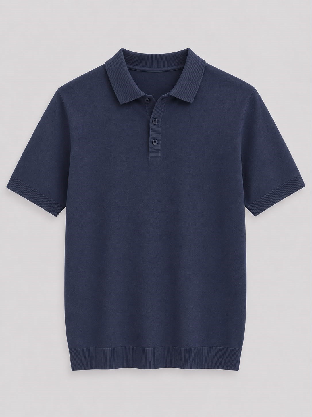 Erkek Düğme Kapama  İnce Triko Tshirt Lacivert  Eca083