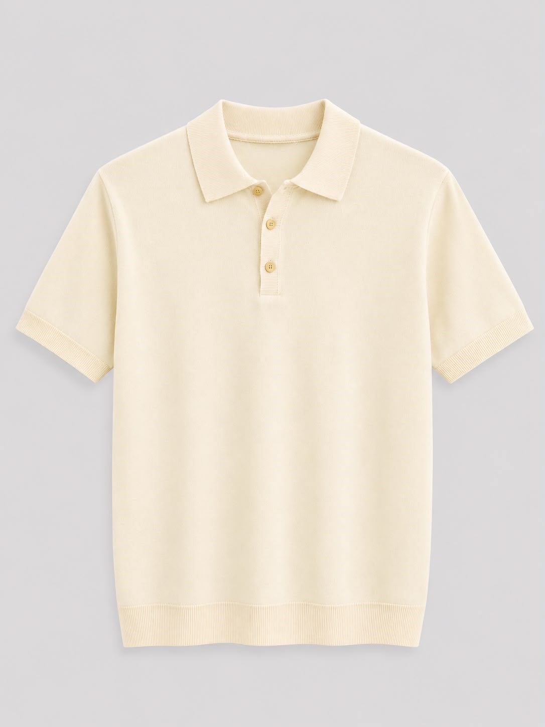 Erkek Düğme Kapama  İnce Triko Tshirt Tereyağ Sarı  Eca083