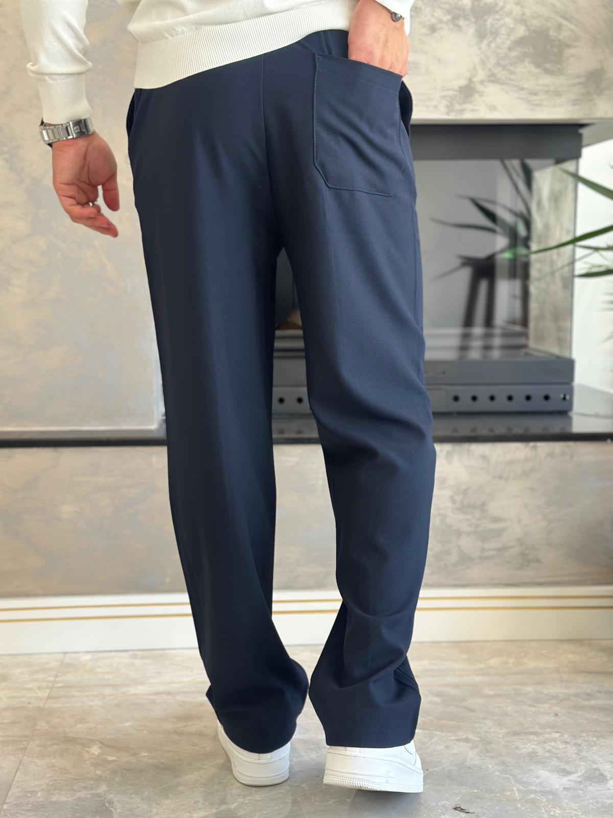 Erkek Jogger Bel Bantlı Comfort Fit Pantolon Lacivert  Eca026