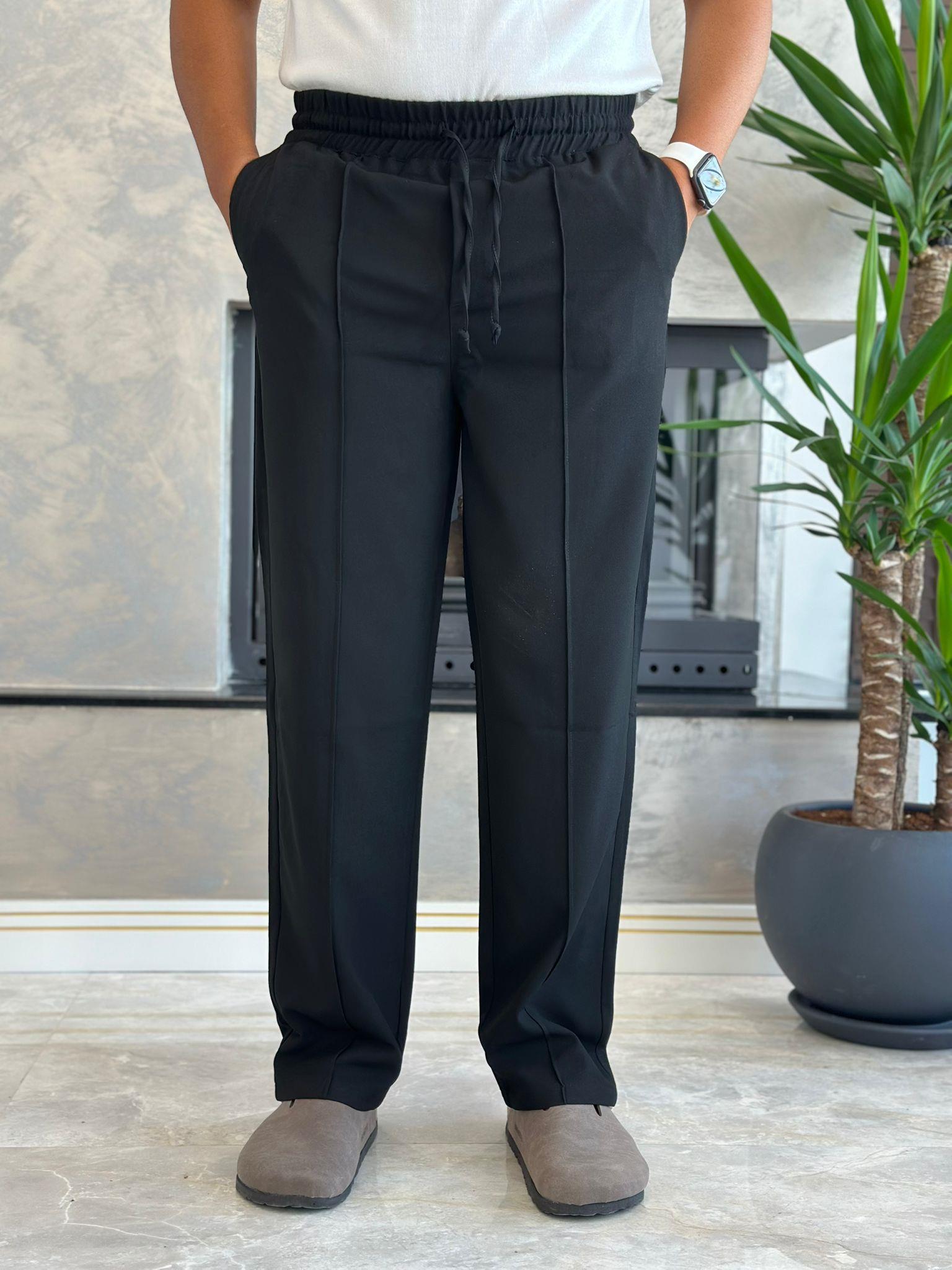 Erkek Jogger Bel Bantlı Comfort Fit Pantolon Siyah  Eca026
