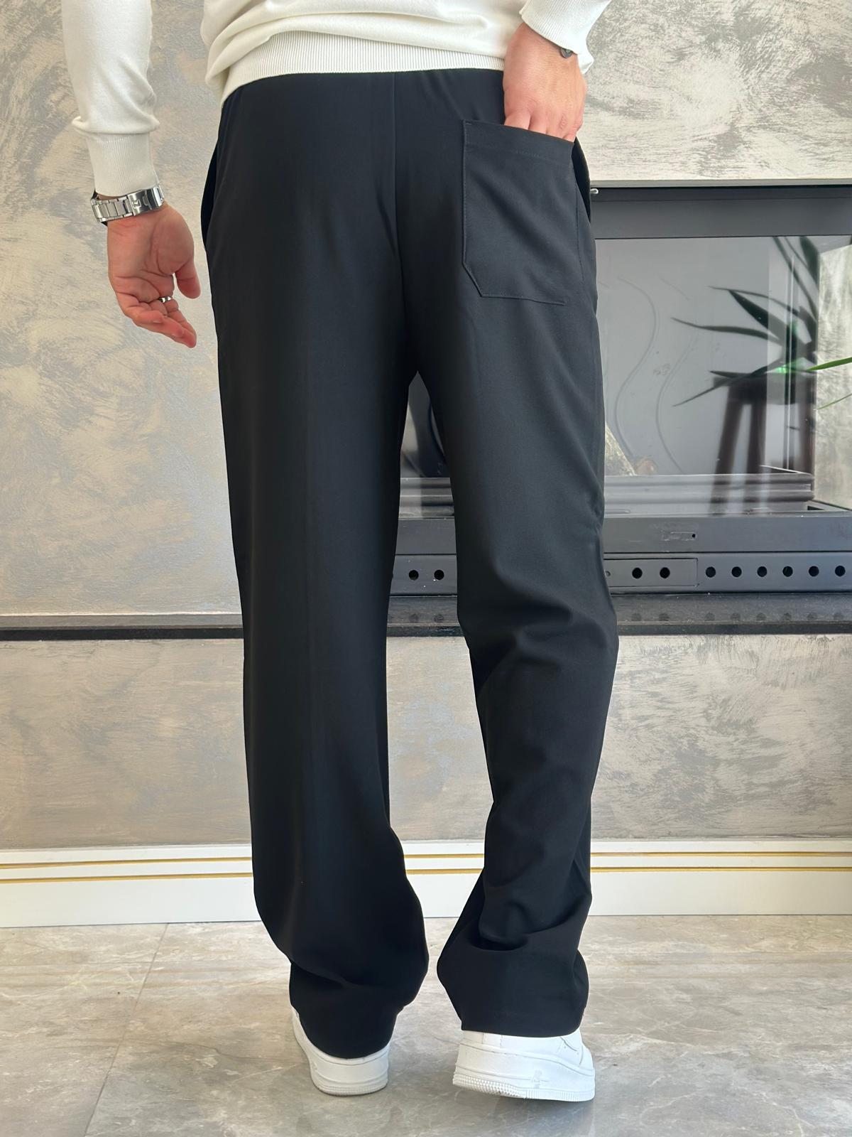 Erkek Jogger Bel Bantlı Comfort Fit Pantolon Siyah  Eca026