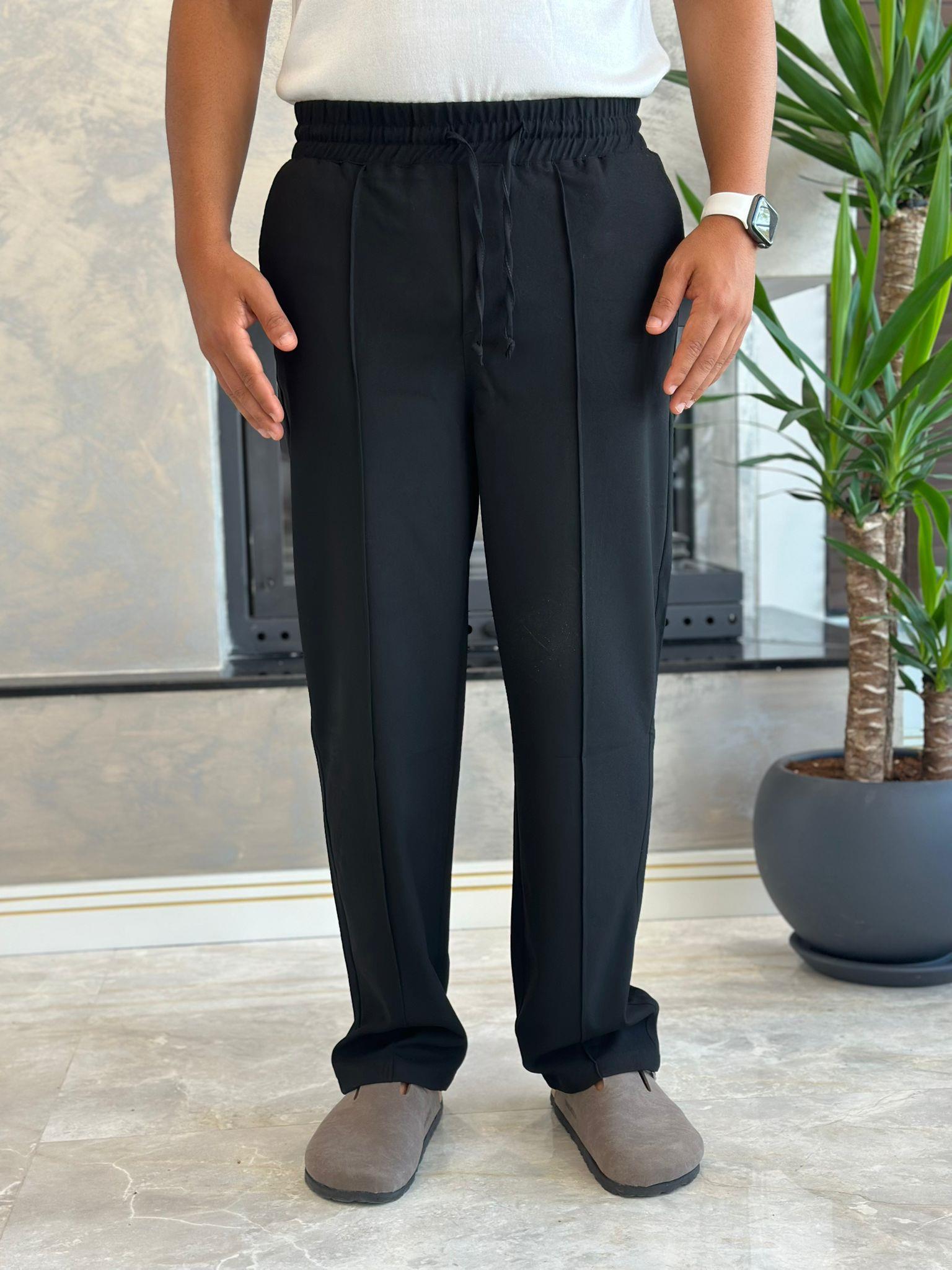 Erkek Jogger Bel Bantlı Comfort Fit Pantolon Siyah  Eca026