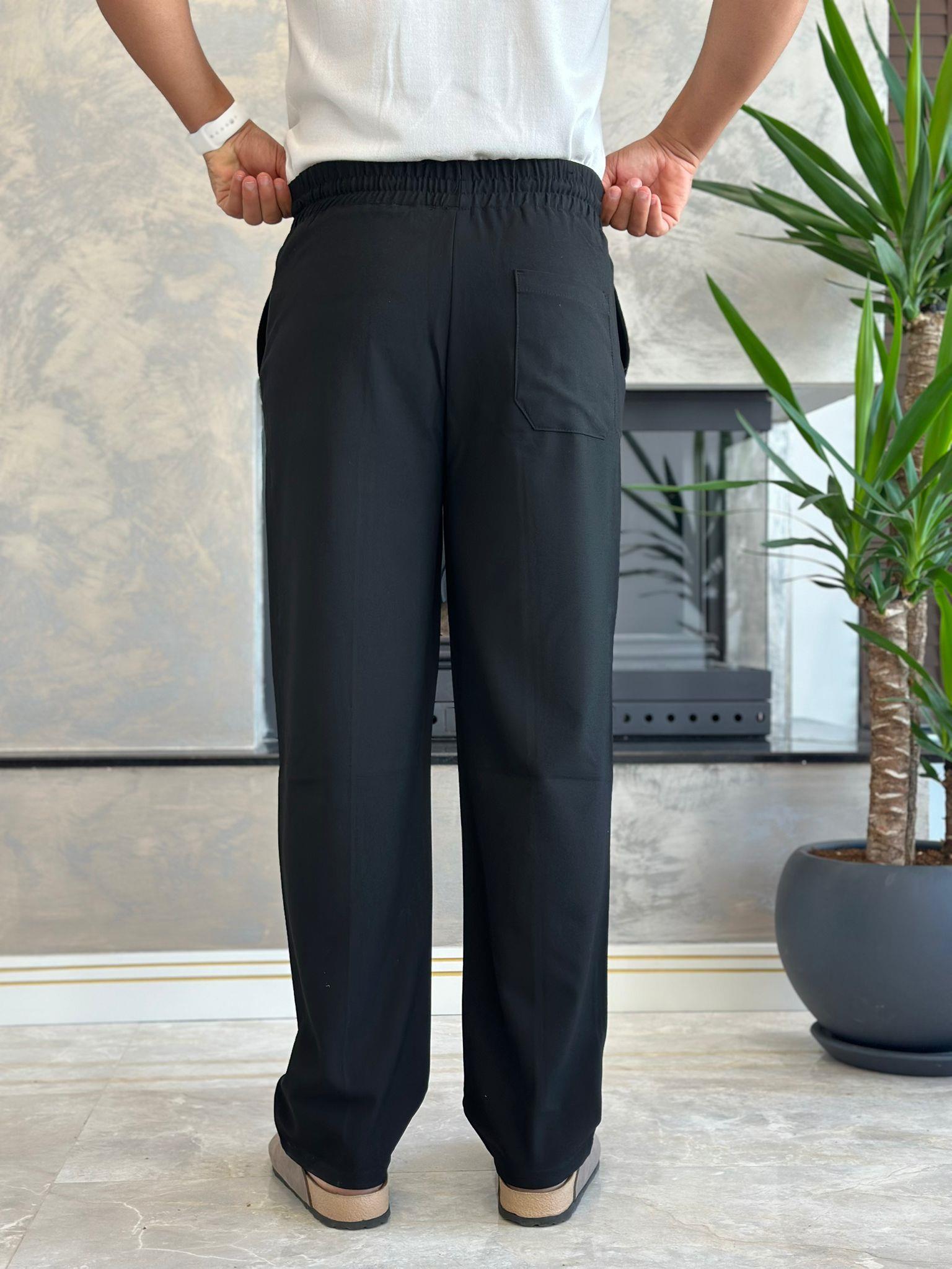 Erkek Jogger Bel Bantlı Comfort Fit Pantolon Siyah  Eca026