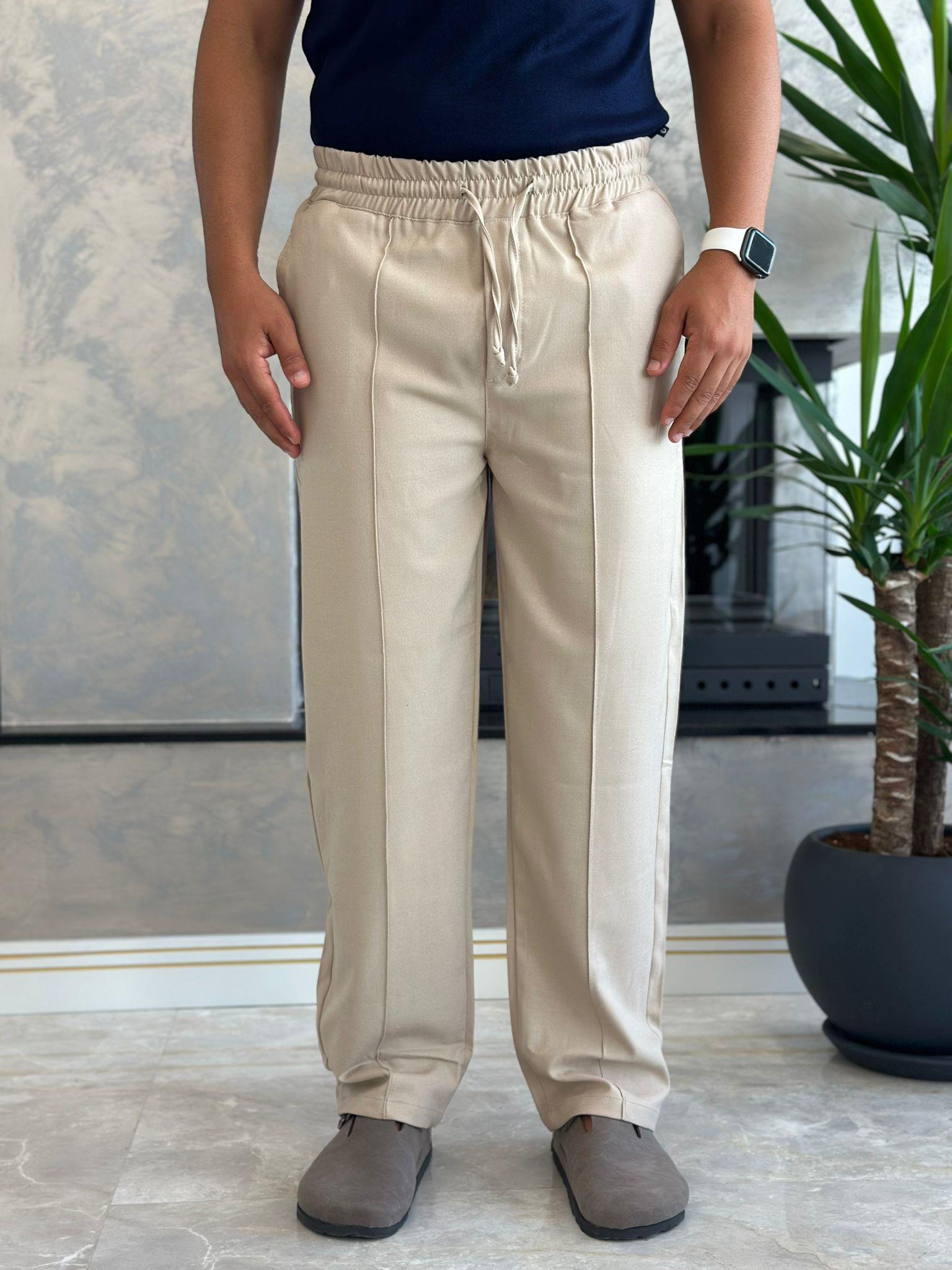 Erkek Jogger Bel Bantlı Comfort Fit Pantolon Bej Eca026