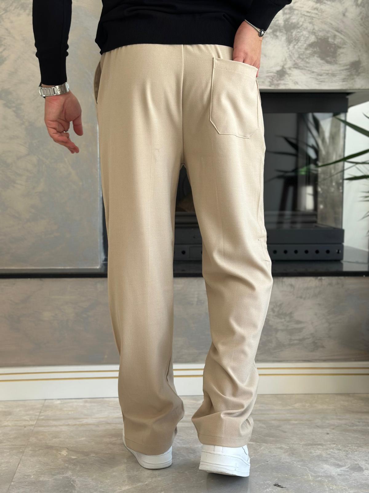 Erkek Jogger Bel Bantlı Comfort Fit Pantolon Bej Eca026