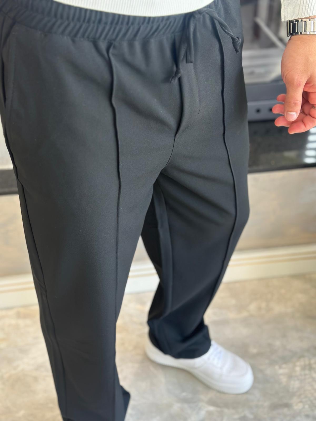 Erkek Jogger Bel Bantlı Comfort Fit Pantolon Siyah  Eca026