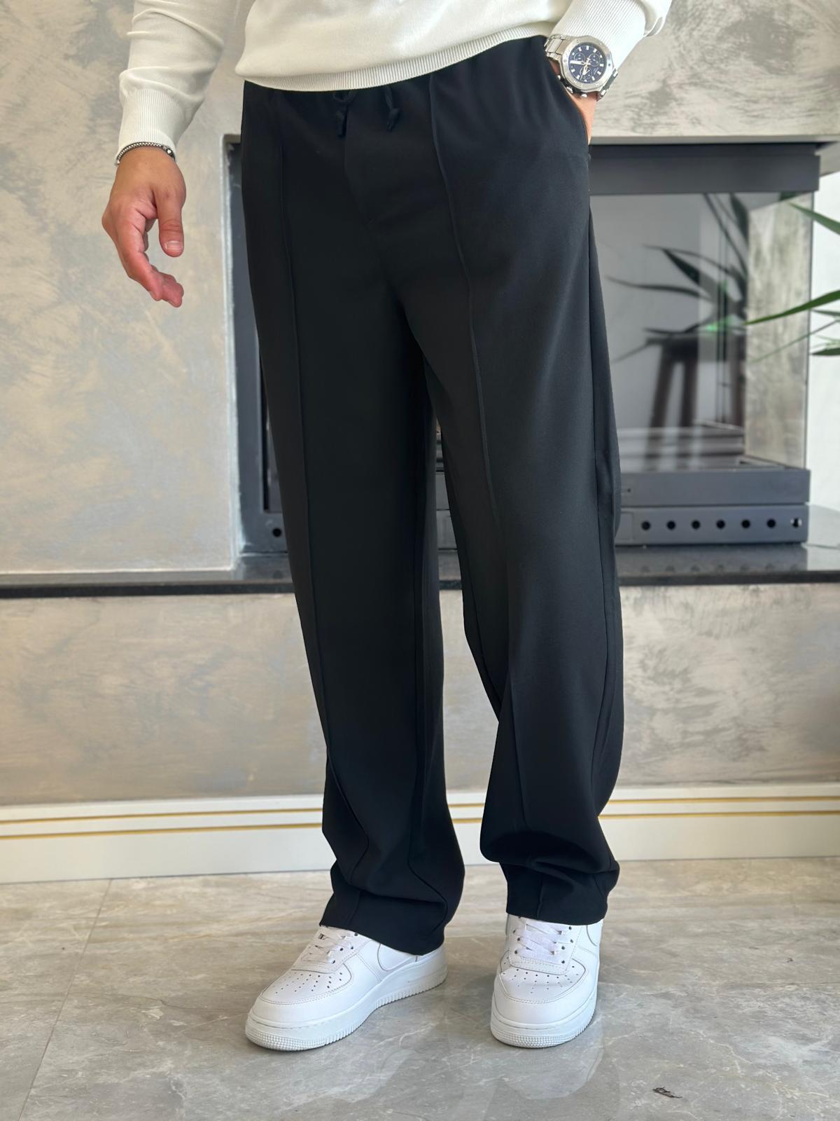 Erkek Jogger Bel Bantlı Comfort Fit Pantolon Siyah  Eca026