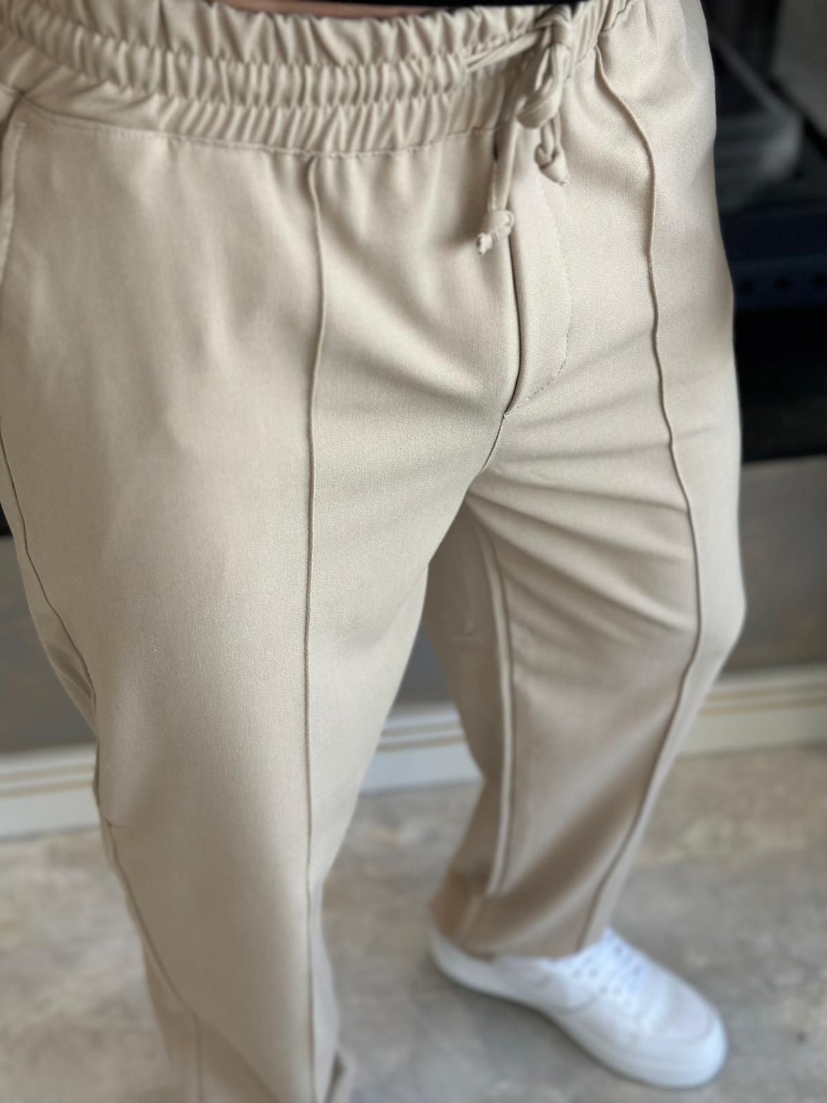 Erkek Jogger Bel Bantlı Comfort Fit Pantolon Bej Eca026