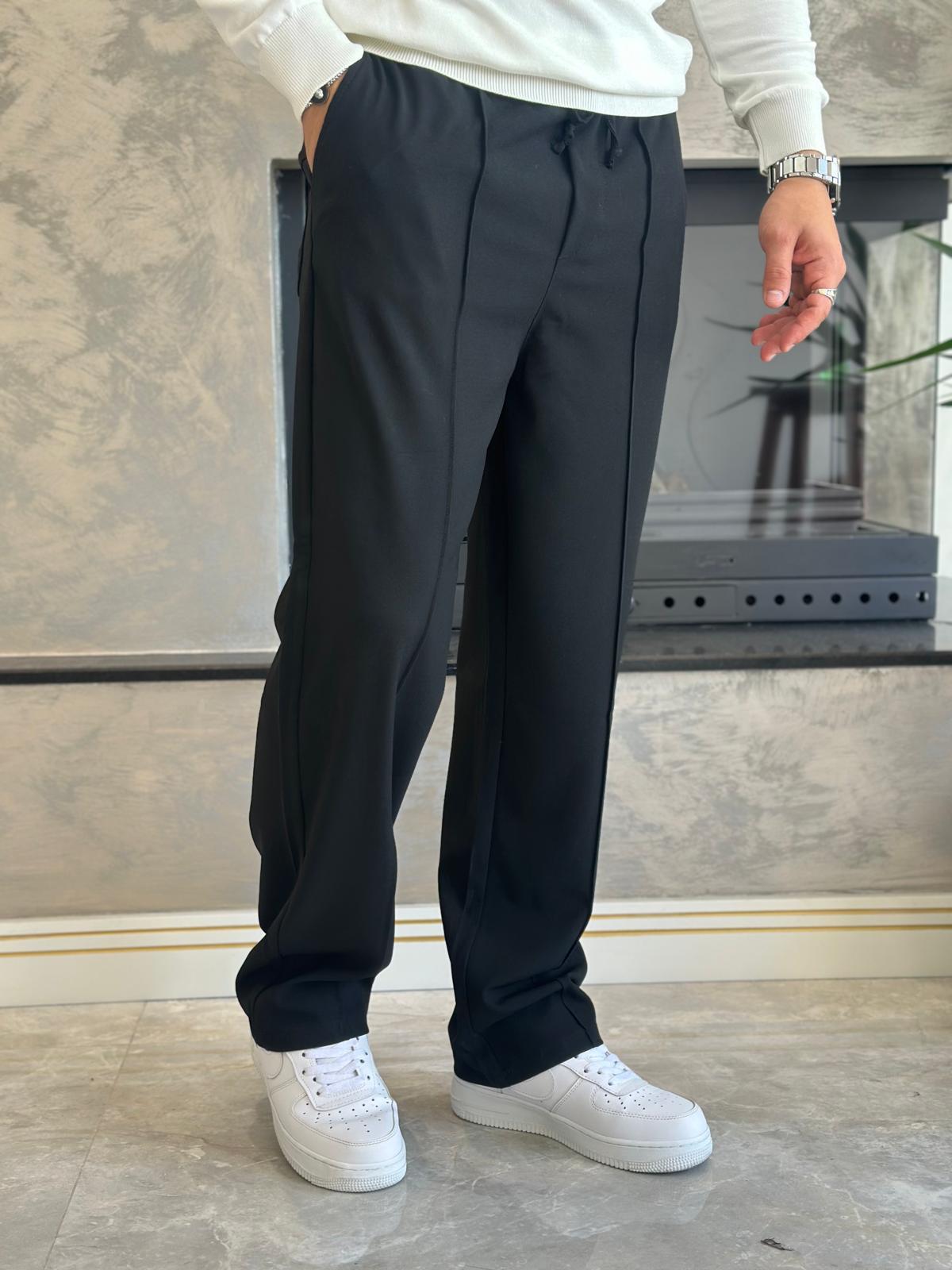 Erkek Jogger Bel Bantlı Comfort Fit Pantolon Siyah  Eca026