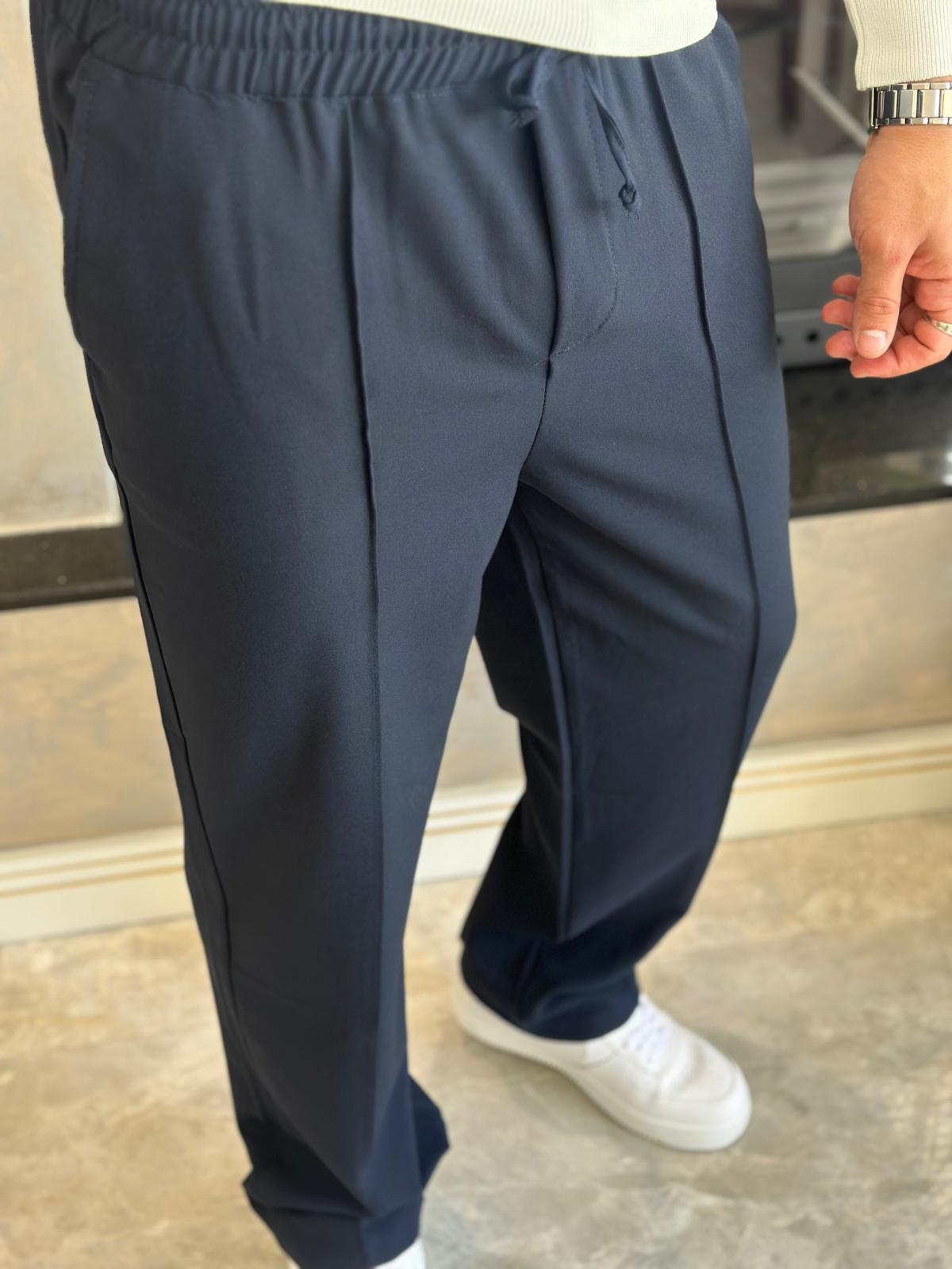 Erkek Jogger Bel Bantlı Comfort Fit Pantolon Lacivert  Eca026