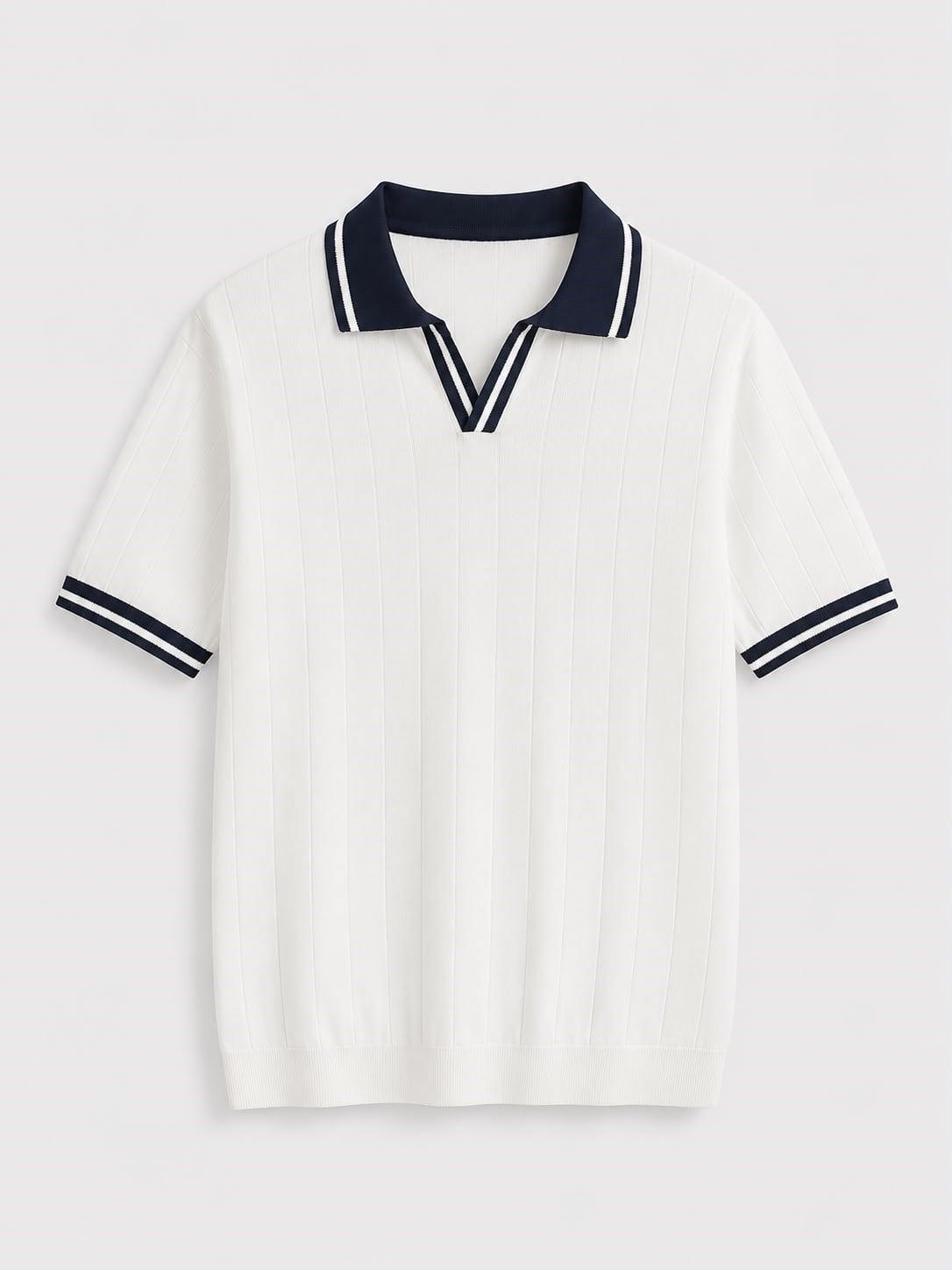 Erkek Kontrast Regular Fit Polo Yaka Tshirt Beyaz Eca078