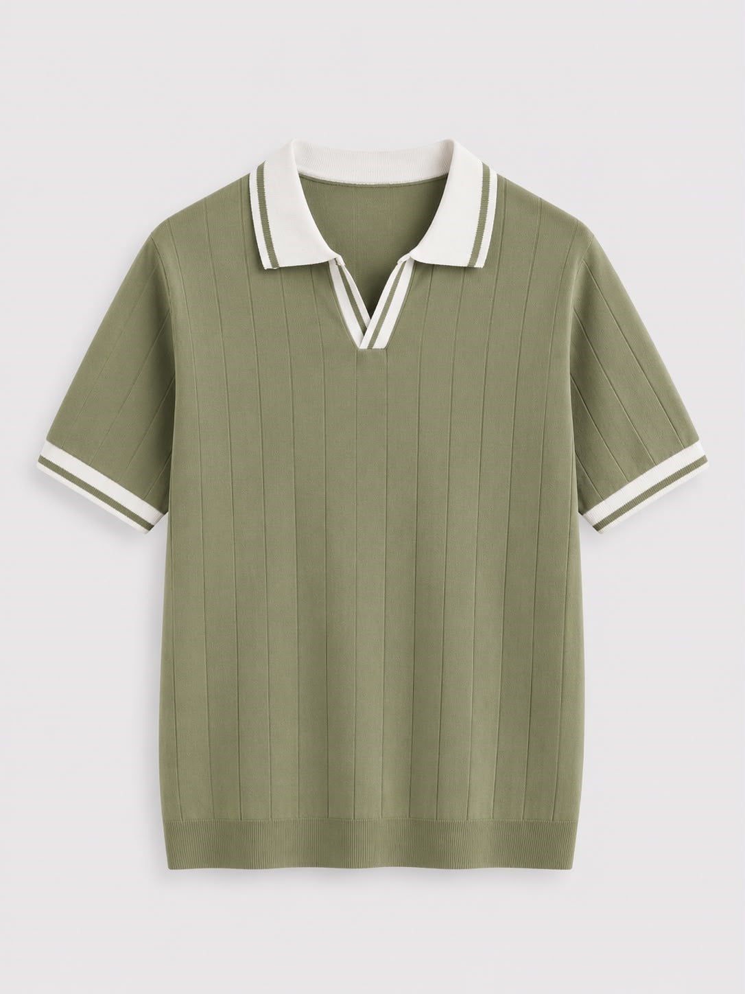 Erkek Kontrast Regular Fit Polo Yaka Tshirt Haki Eca078