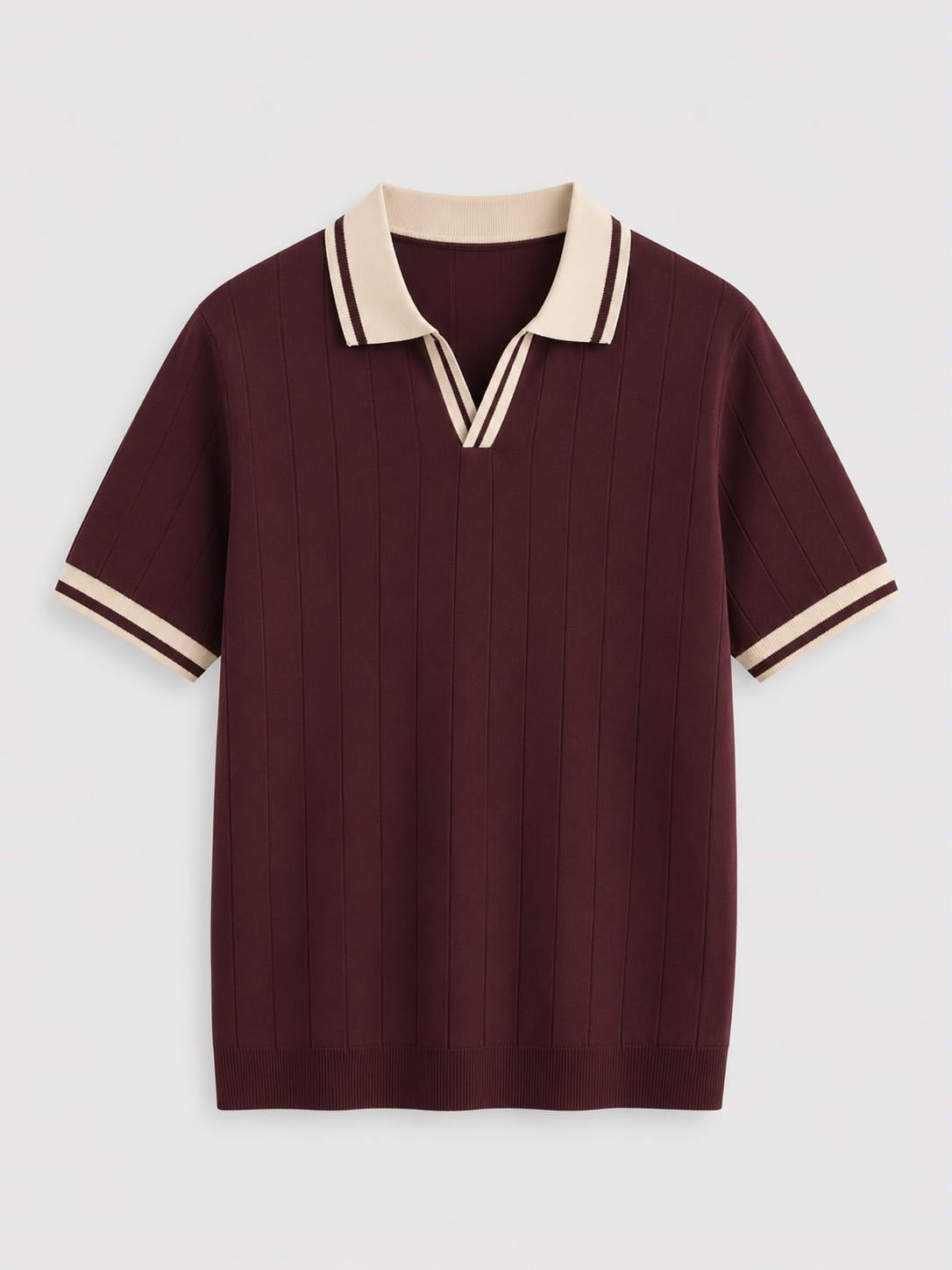 Erkek Kontrast Regular Fit Polo Yaka Tshirt Bordo Eca078