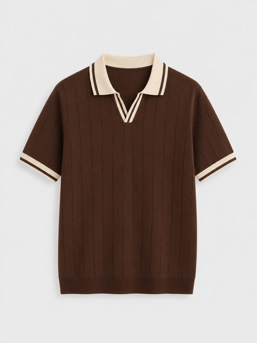 Erkek Kontrast Regular Fit Polo Yaka Tshirt Acı Kahve Eca078