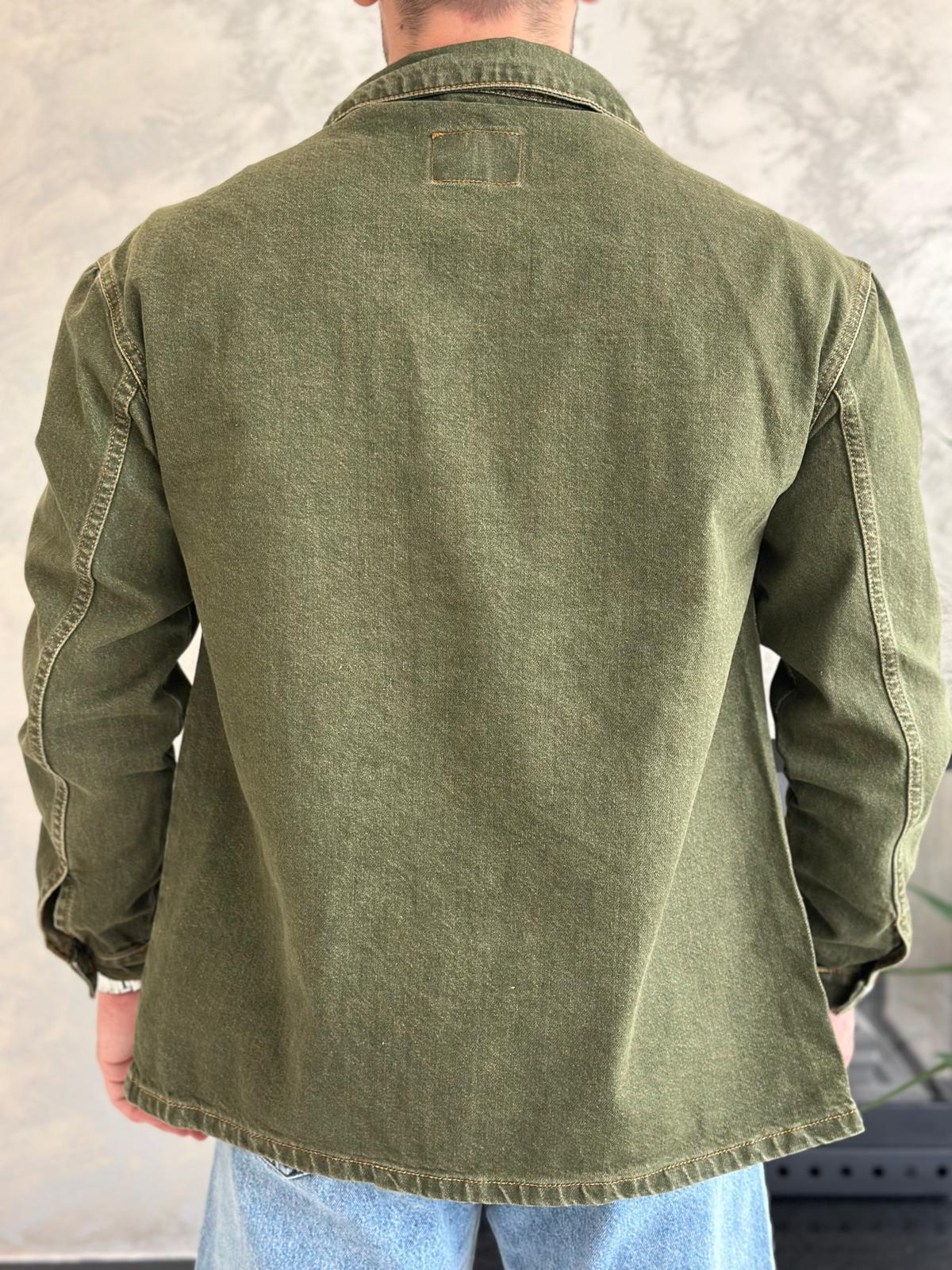 Erkek Oversize Kesim Denim Ceket Haki Eca036