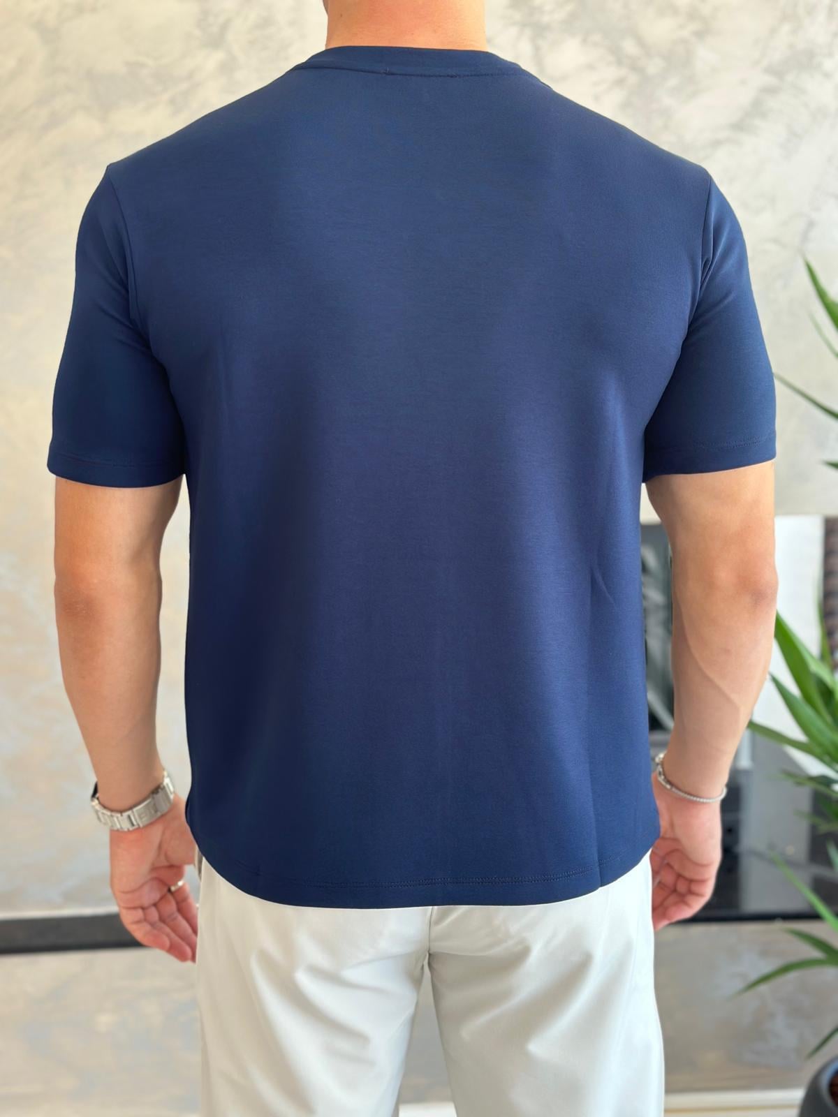 Erkek Oversize Kesim Pamuklu Premium Tshirt Lacivert  Eca014