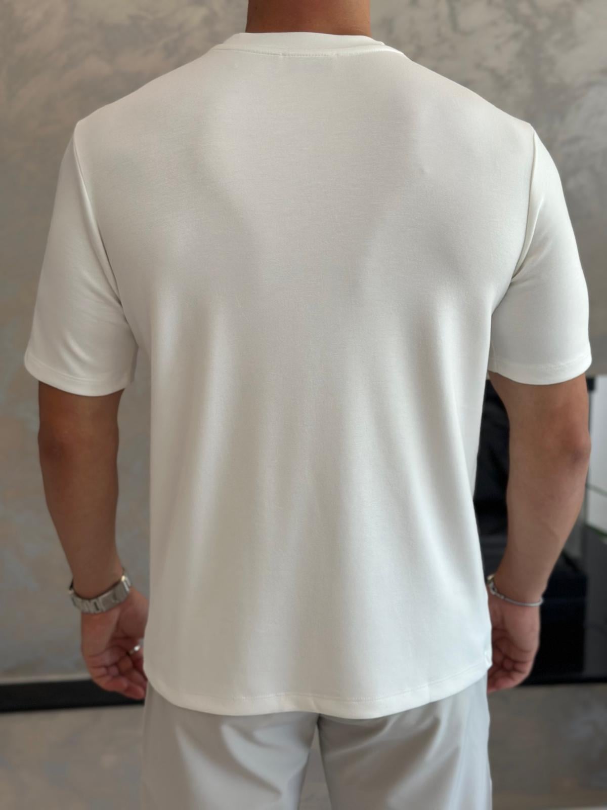 Erkek Oversize Kesim Pamuklu Premium Tshirt Beyaz Eca014