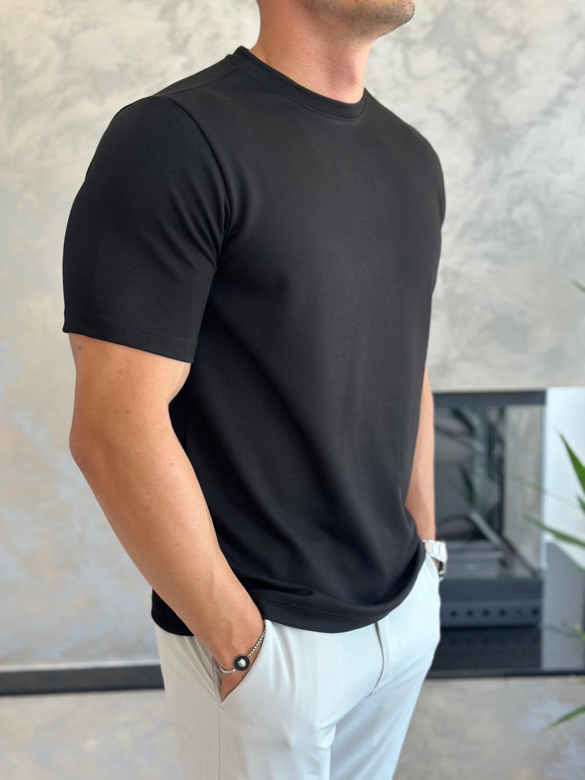 Erkek Oversize Kesim Pamuklu Premium Tshirt Siyah Eca014
