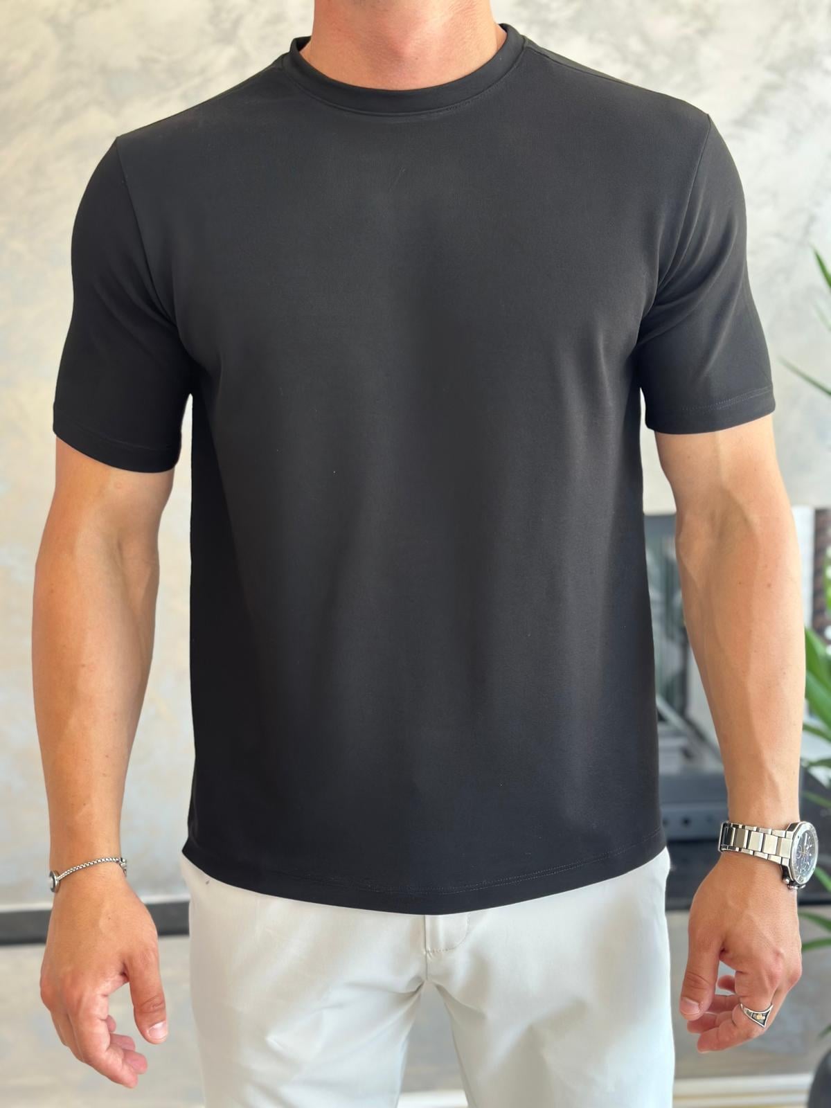 Erkek Oversize Kesim Pamuklu Premium Tshirt Siyah Eca014