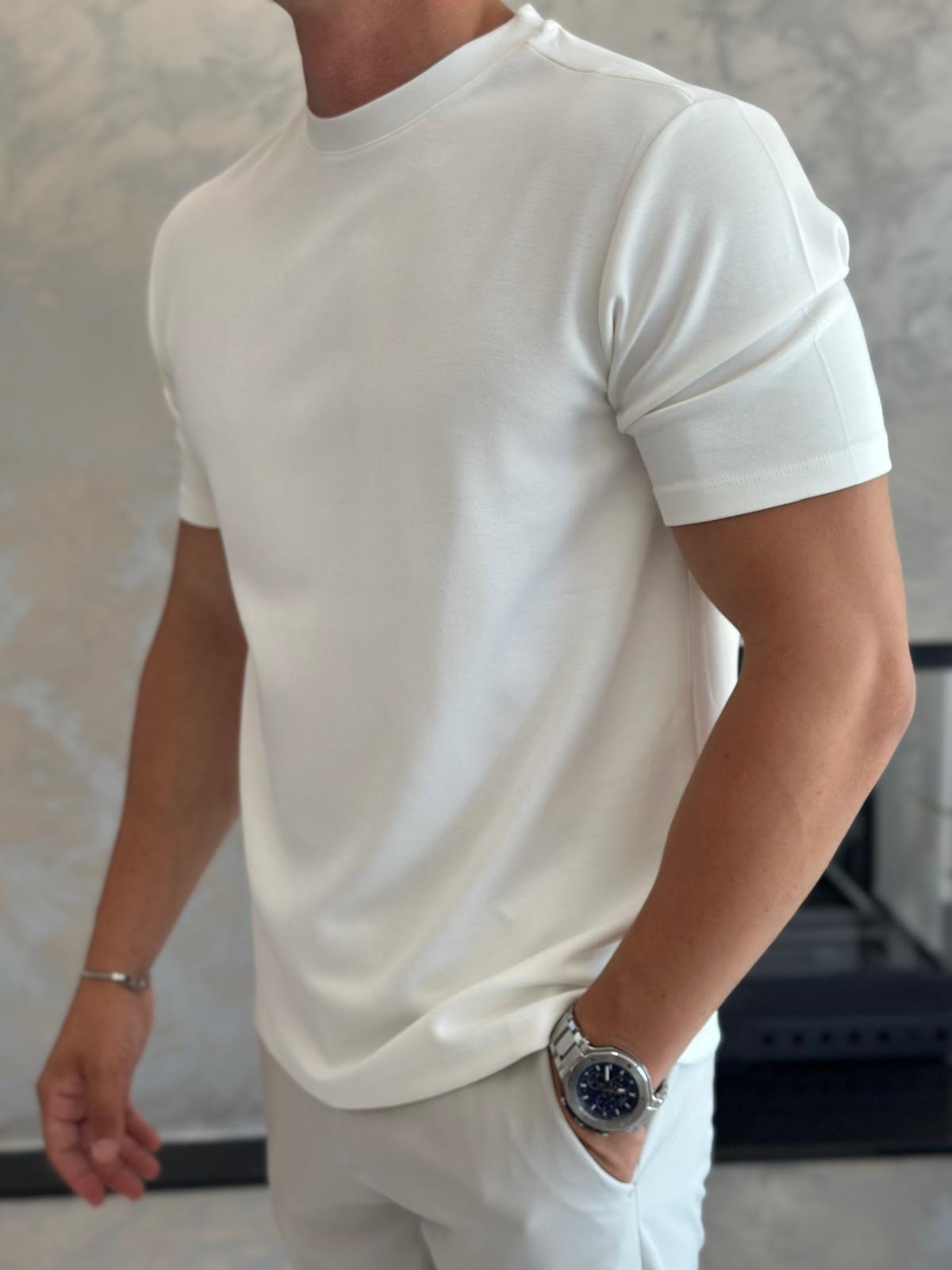 Erkek Oversize Kesim Pamuklu Premium Tshirt Beyaz Eca014