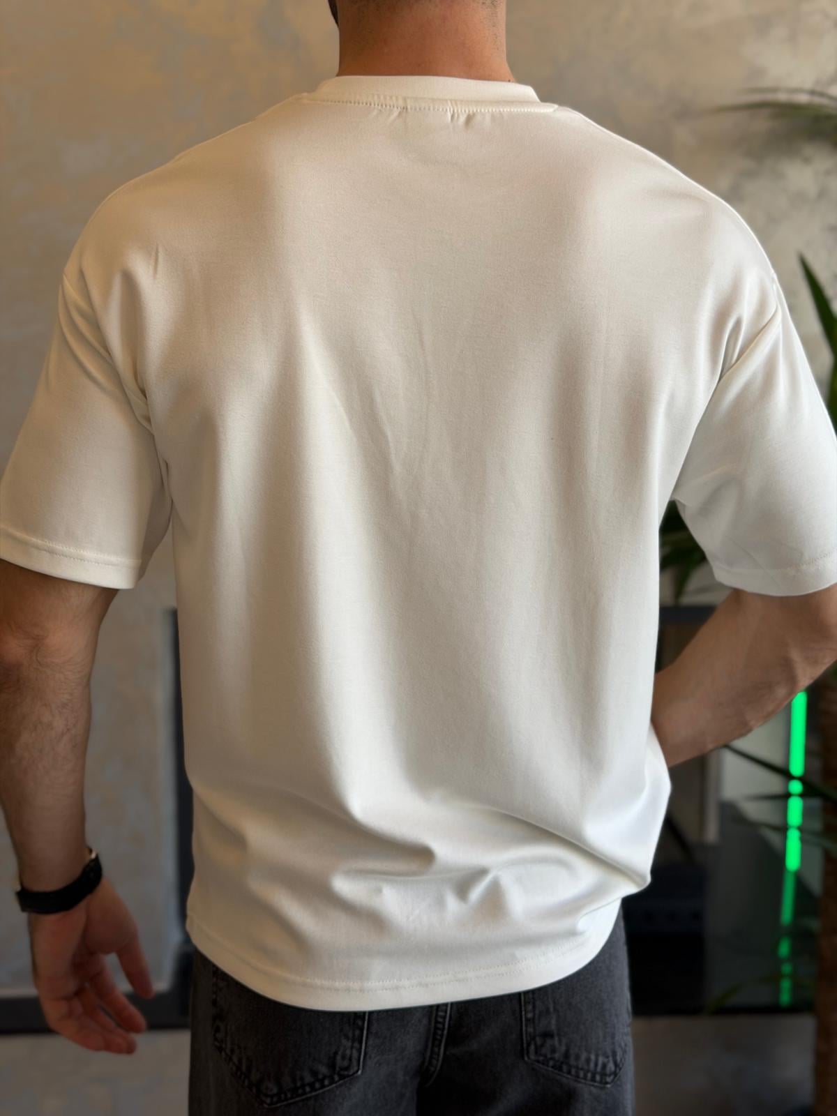 Erkek Premium Bisiklet Yaka Tshirt Beyaz Eca060