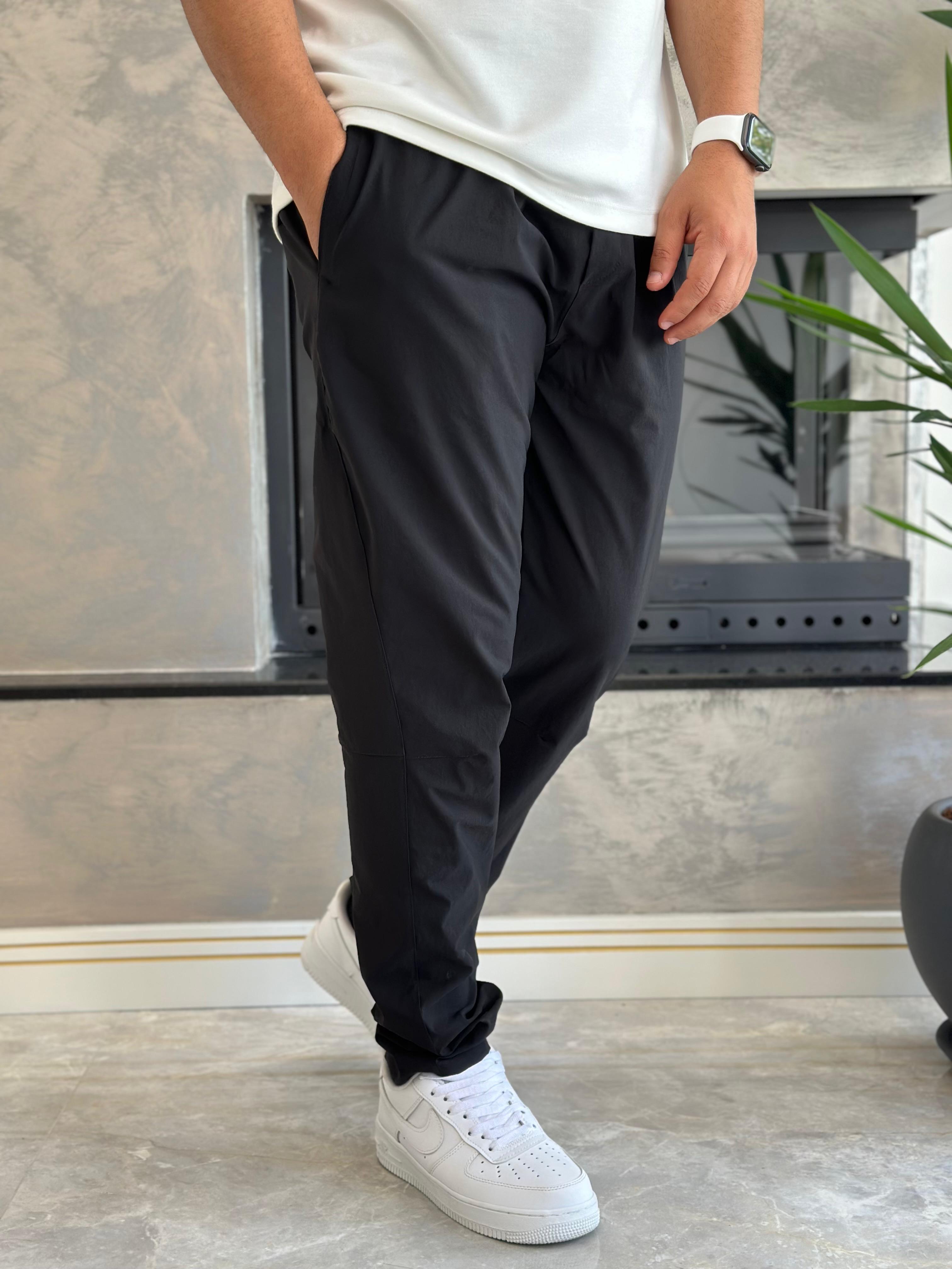 Erkek Rahat Kalıp Fermuar Detaylı  Paraşüt Kumaş  Pantolon Krem Eca024
