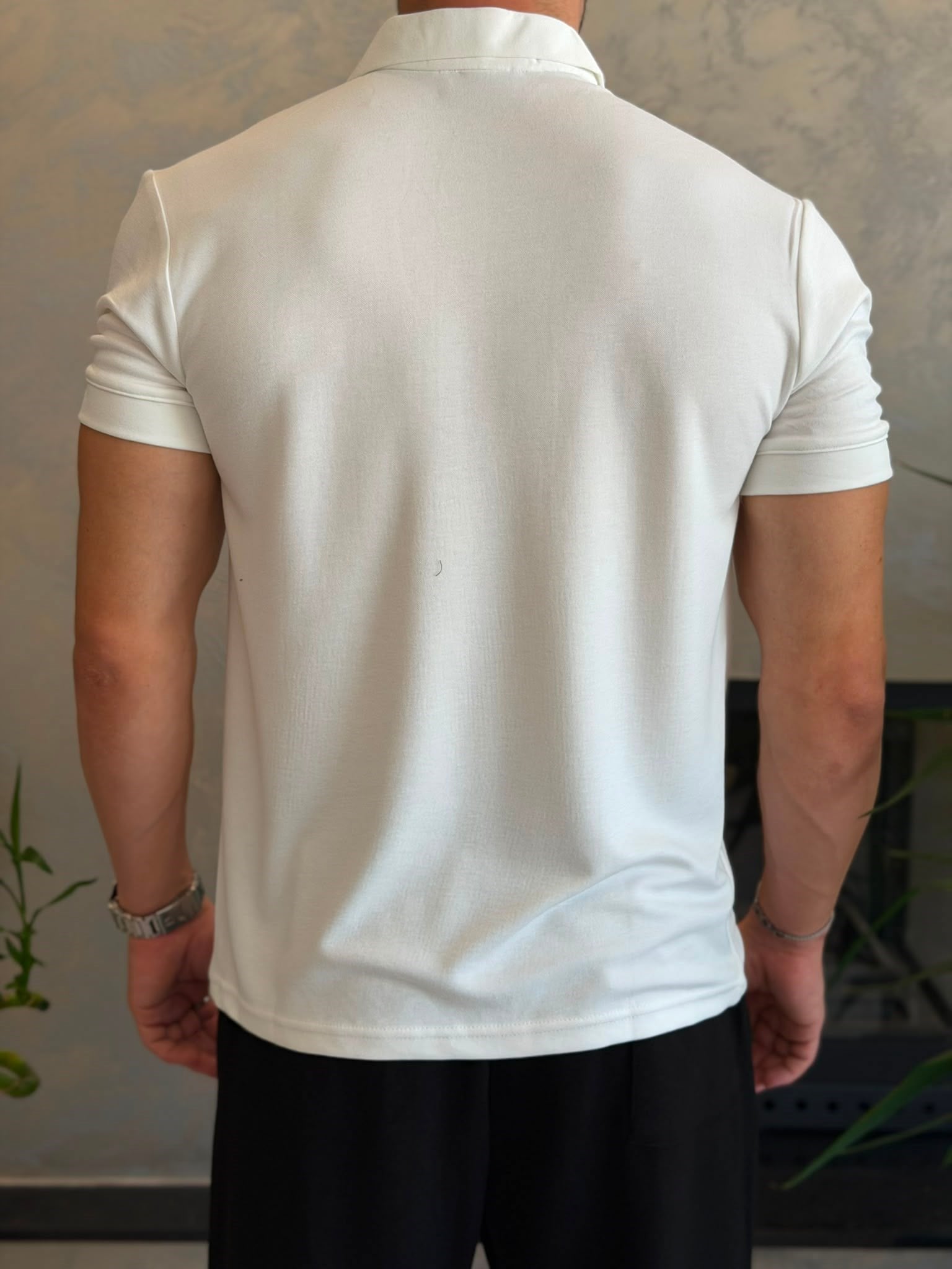 Erkek Regular Fit Düğme Kapamalı Pamuklu Polo Tshirt Beyaz  Eca085