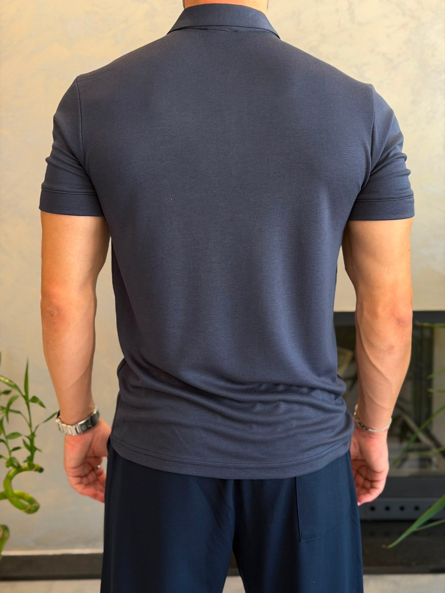 Erkek Regular Fit Düğme Kapamalı Pamuklu Polo Tshirt Lacivert  Eca085