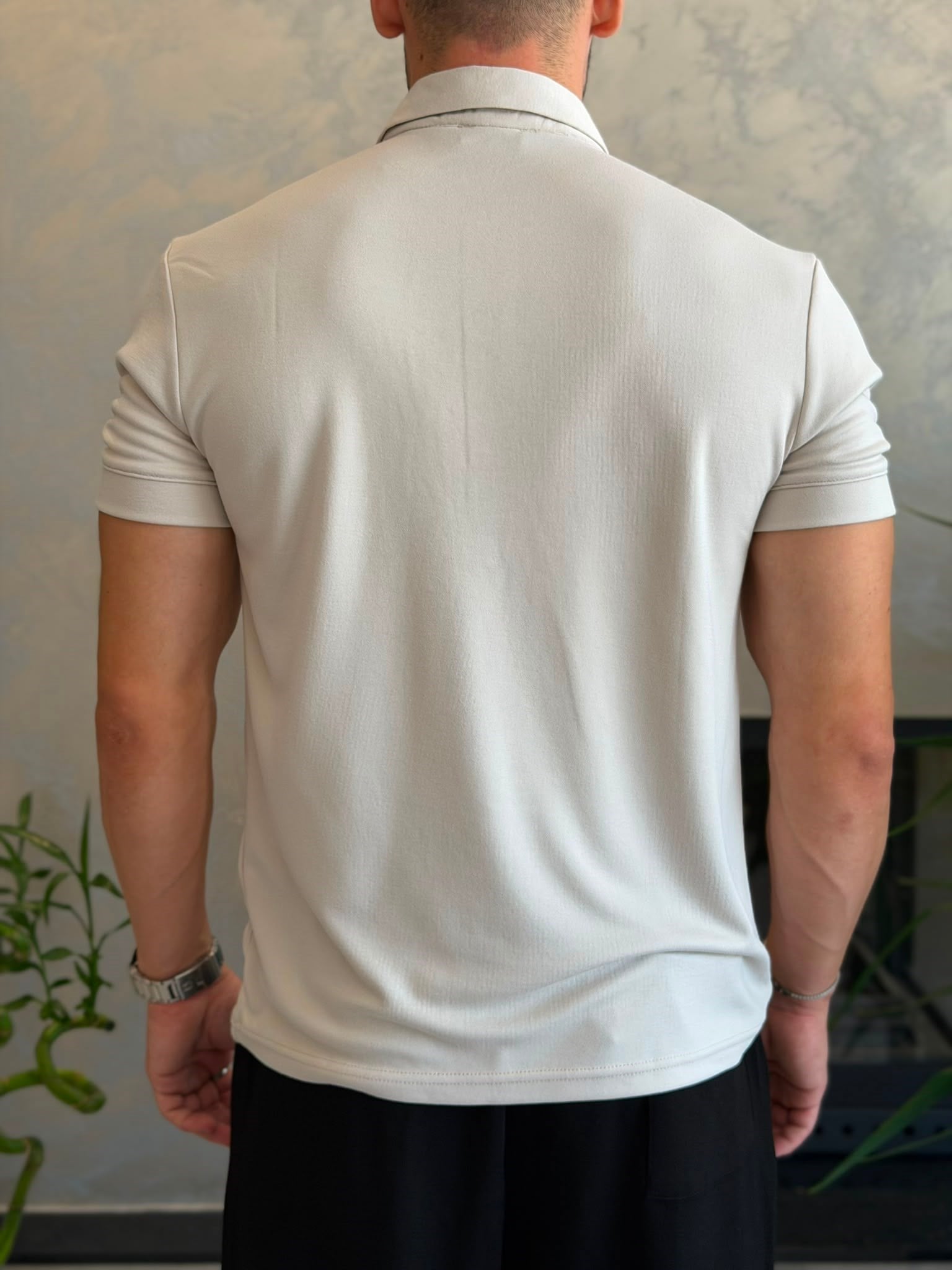 Erkek Regular Fit Düğme Kapamalı Pamuklu Polo Tshirt Krem  Eca085