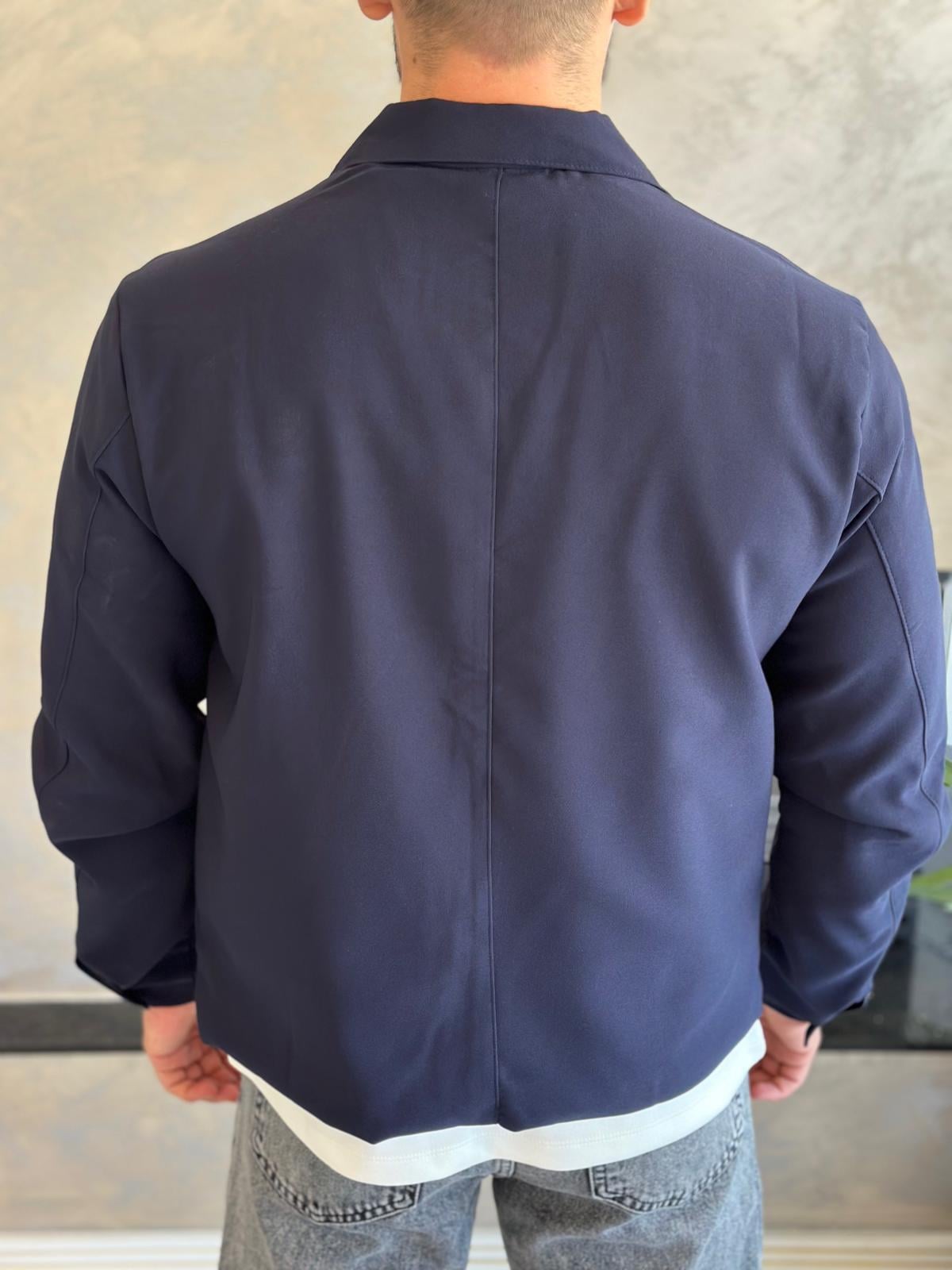 Erkek Regular Fit İnce Ceket Lacivert Eca029