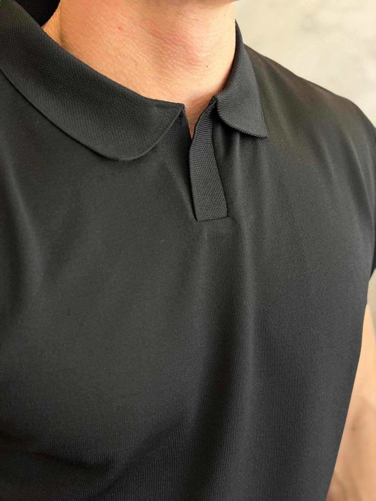 Erkek Regular Fit Kapamasız Polo Tshirt Siyah  Eca084