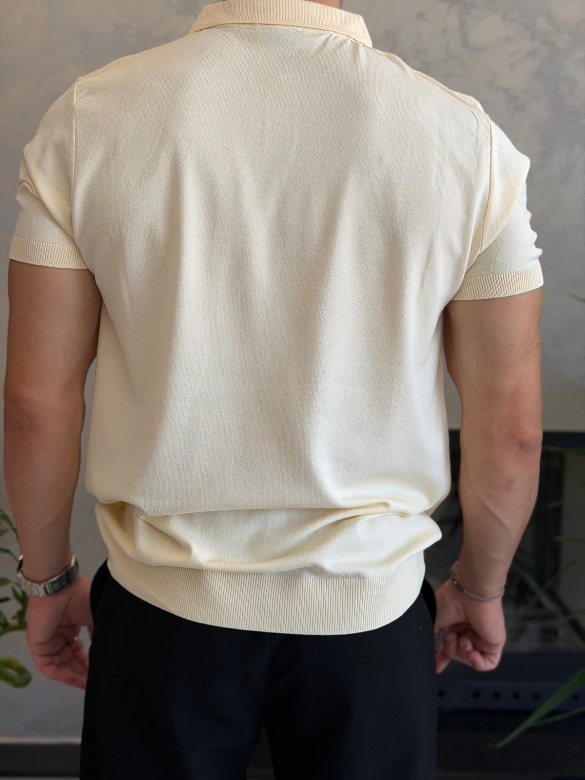 Erkek Regular Fit Kapamasız Polo Tshirt Tereyağ Sarı Eca084