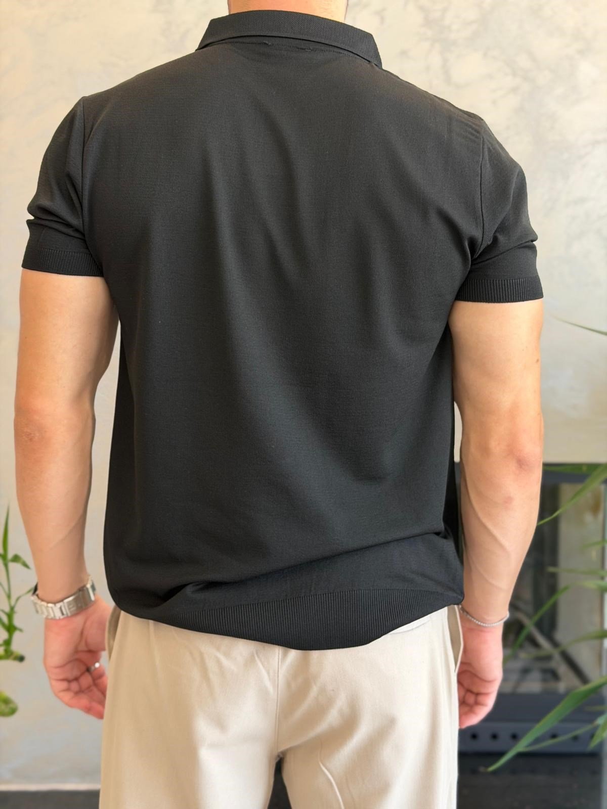 Erkek Regular Fit Kapamasız Polo Tshirt Siyah  Eca084
