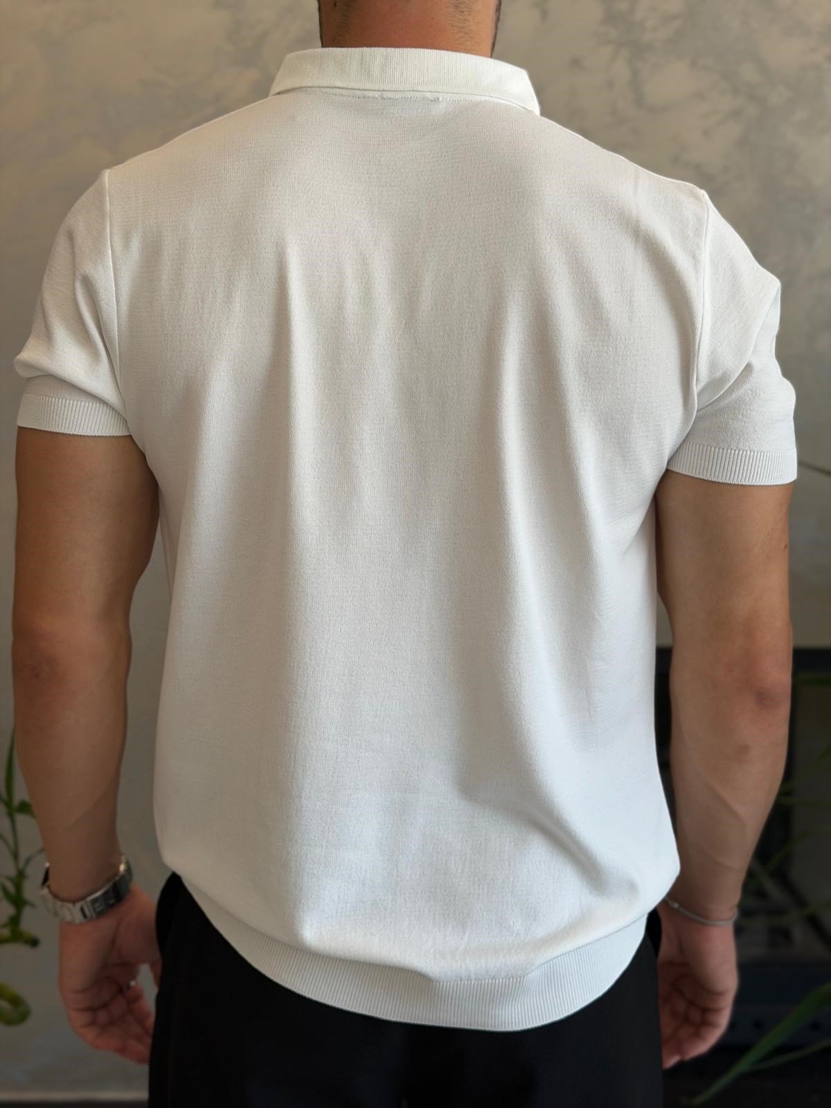 Erkek Regular Fit Kapamasız Polo Tshirt Beyaz Eca084